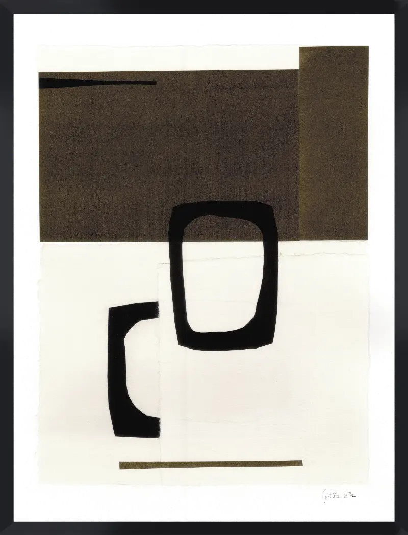 Stone and Black Framed Linen Art