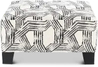 Fandango Slate Gray and White Ottoman
