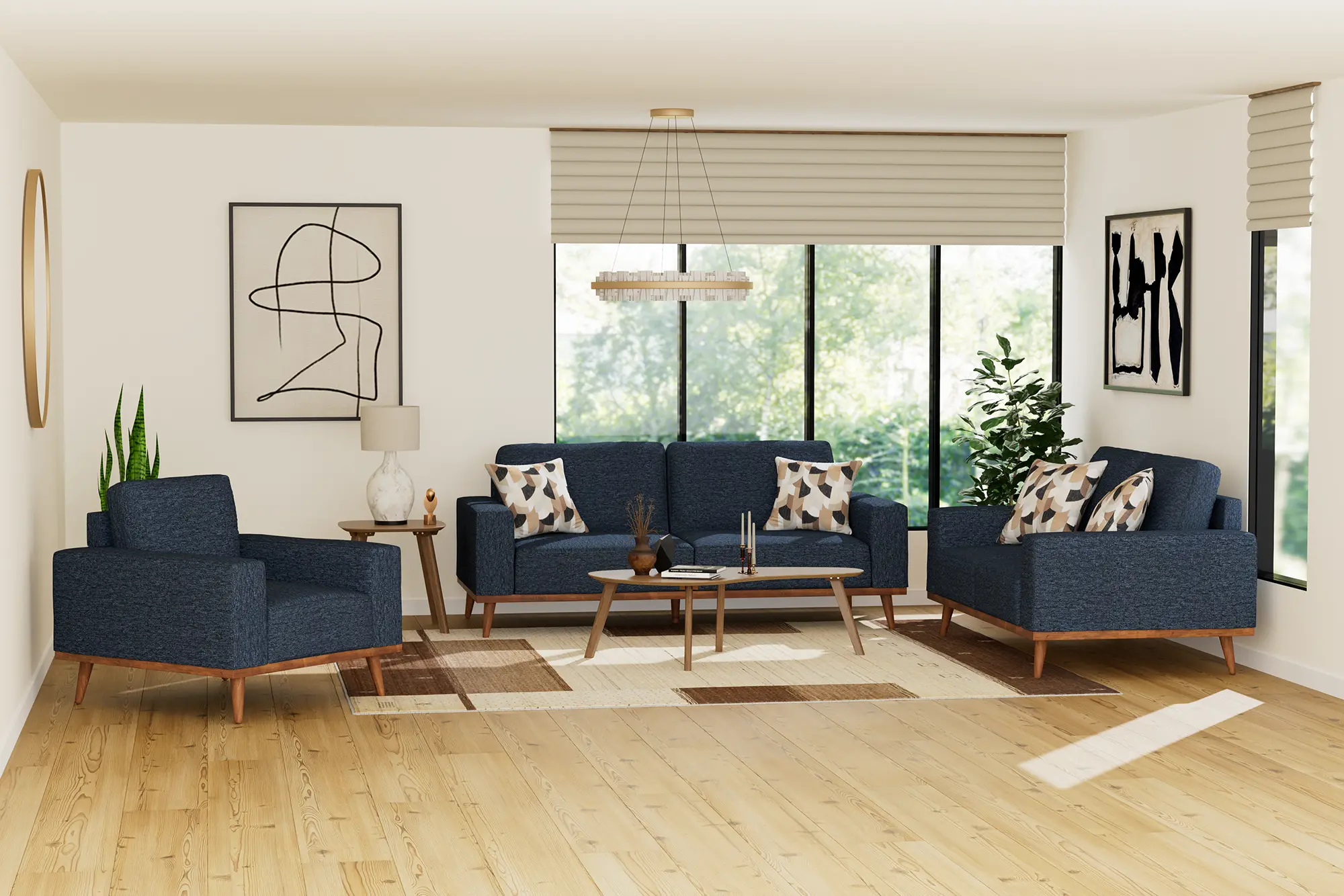 Heath Navy Blue Loveseat-2