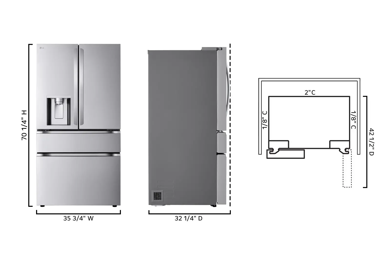 LF25G8330S LG 24.5 Cu Ft French Door Refrigerator - Counter Depth Stainless Steel-3
