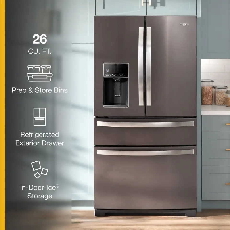 WRMF7736PV Whirlpool 26.2 Cu Ft French Door Refrigerator - Black Stainless Steel-4