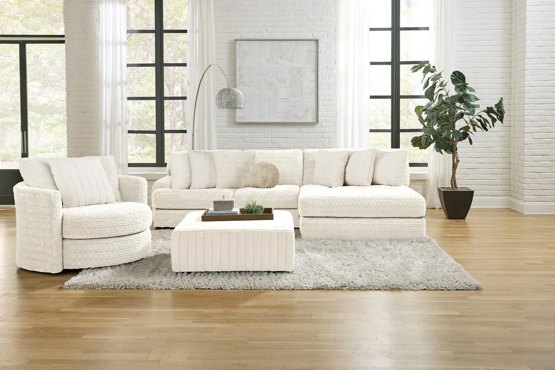 Hendrix Ivory Swivel Chair-2