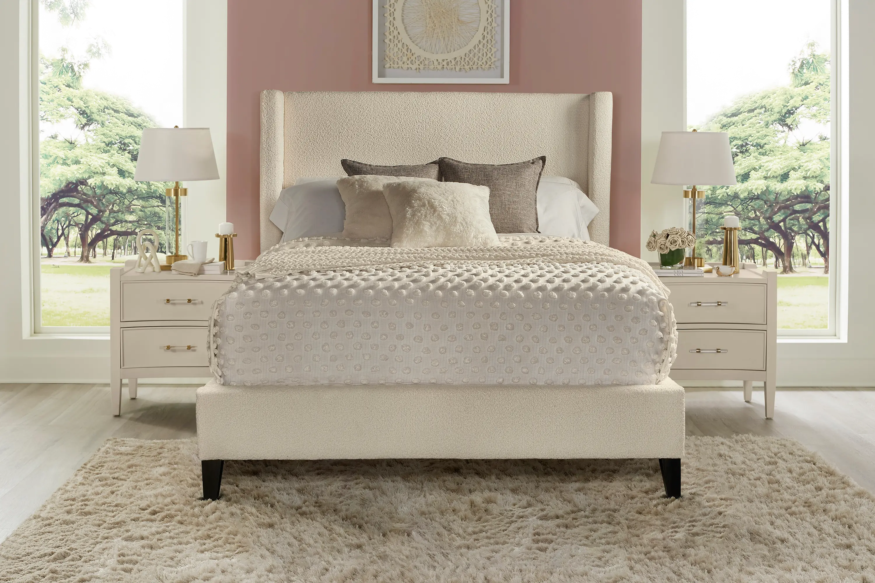 Angel Ivory White Queen Upholstered Bed-2