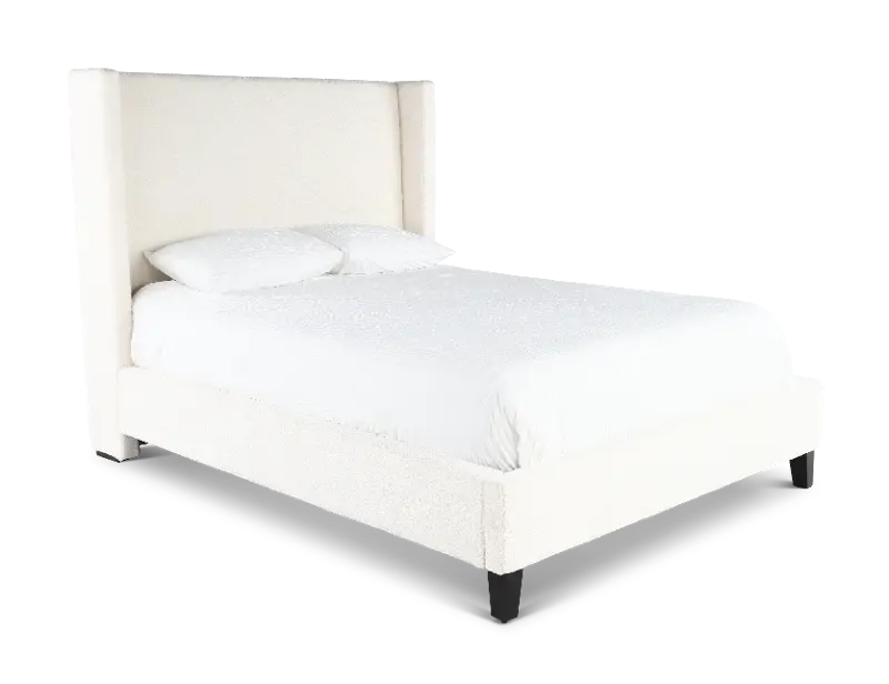 Angel Ivory White Upholstered Queen Bed