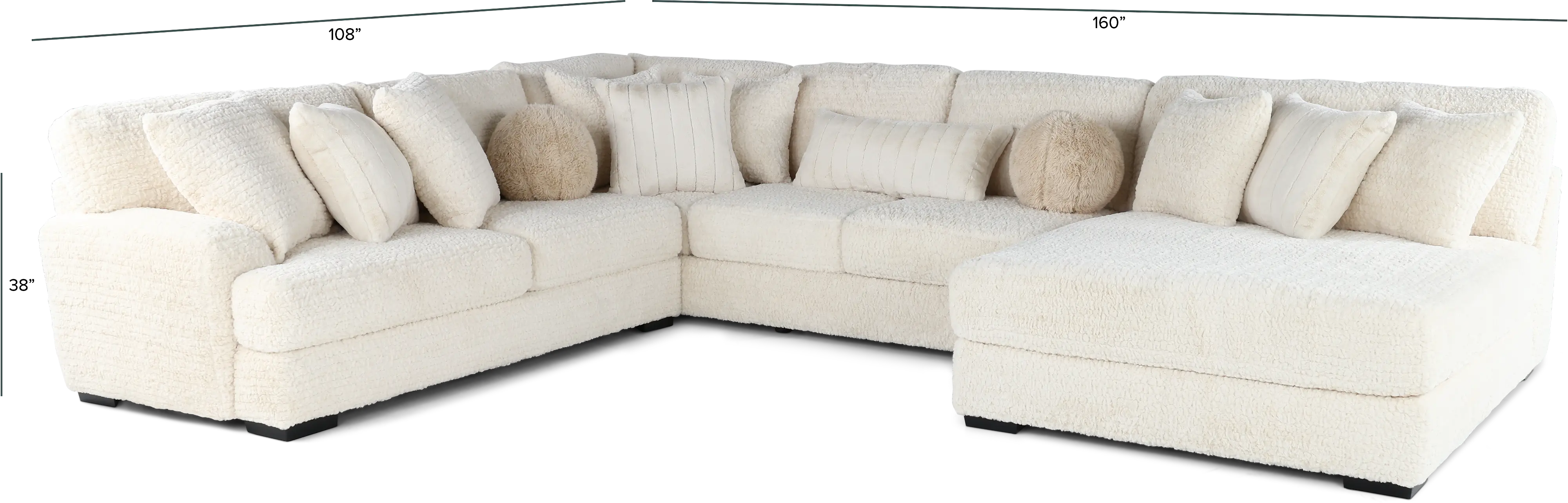 Hendrix Ivory 3 Piece Sectional with Double Chaise-3