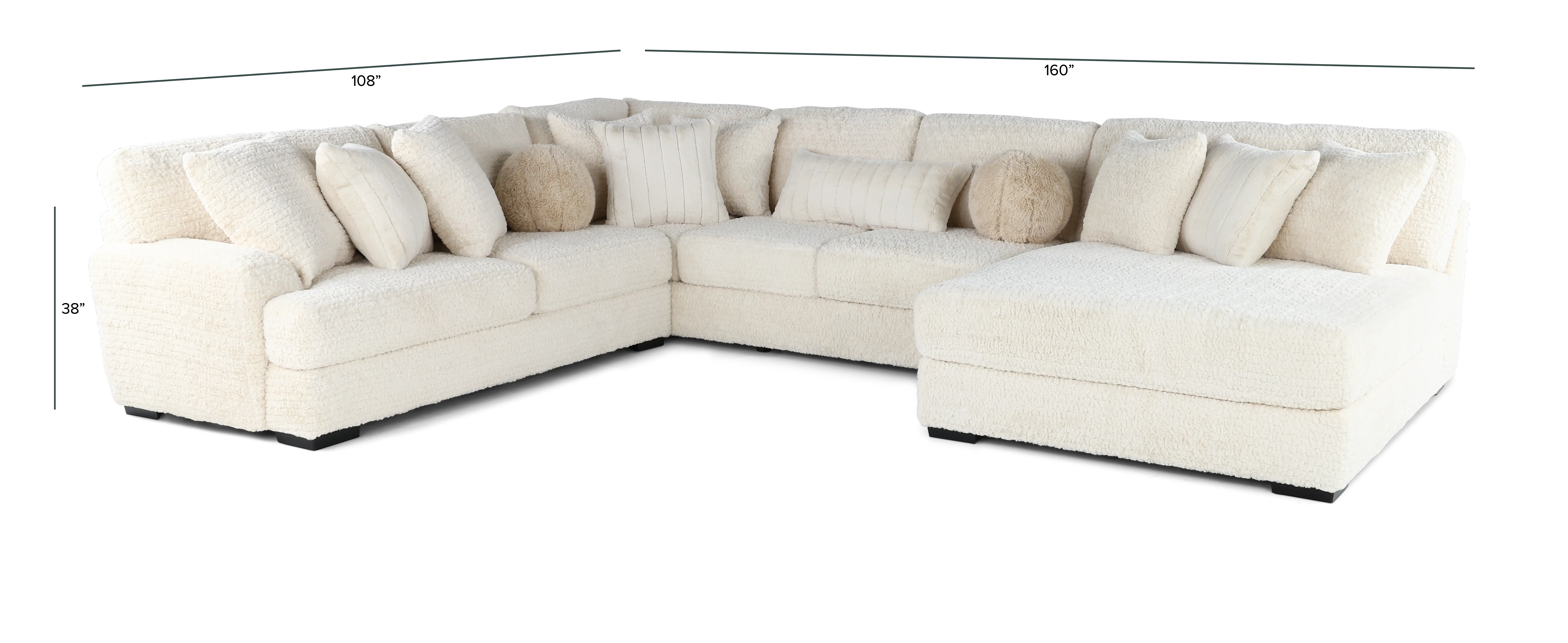Hendrix Ivory 3 Piece Sectional with Double Chaise-3