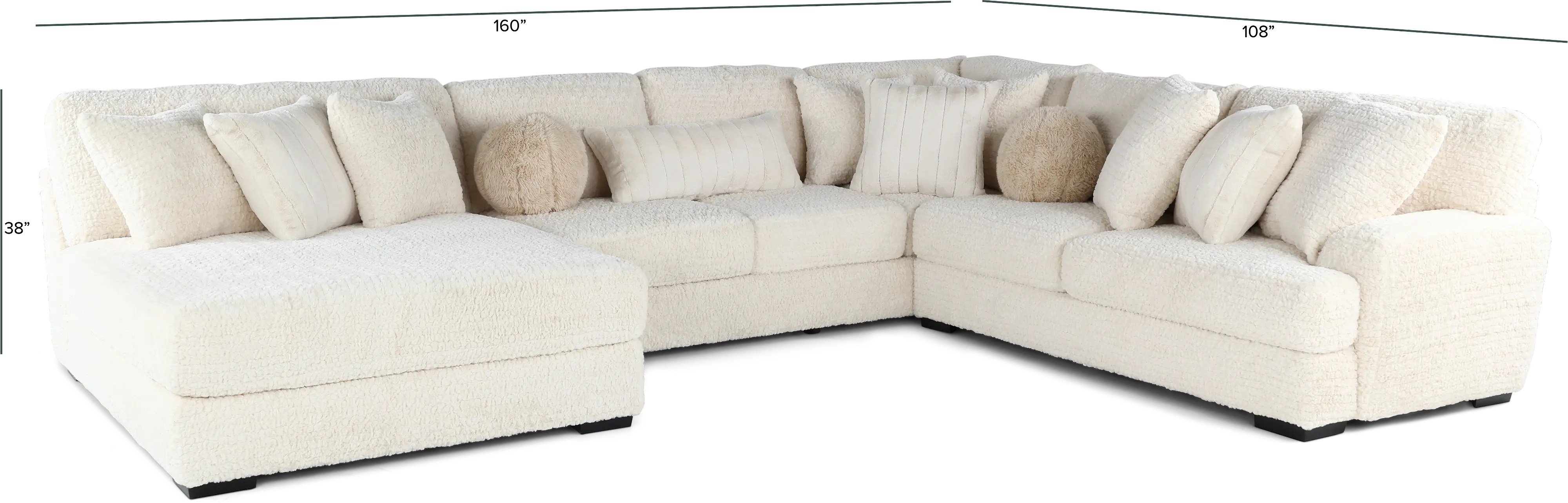 Hendrix Ivory 3 Piece Sectional with Double Chaise-3