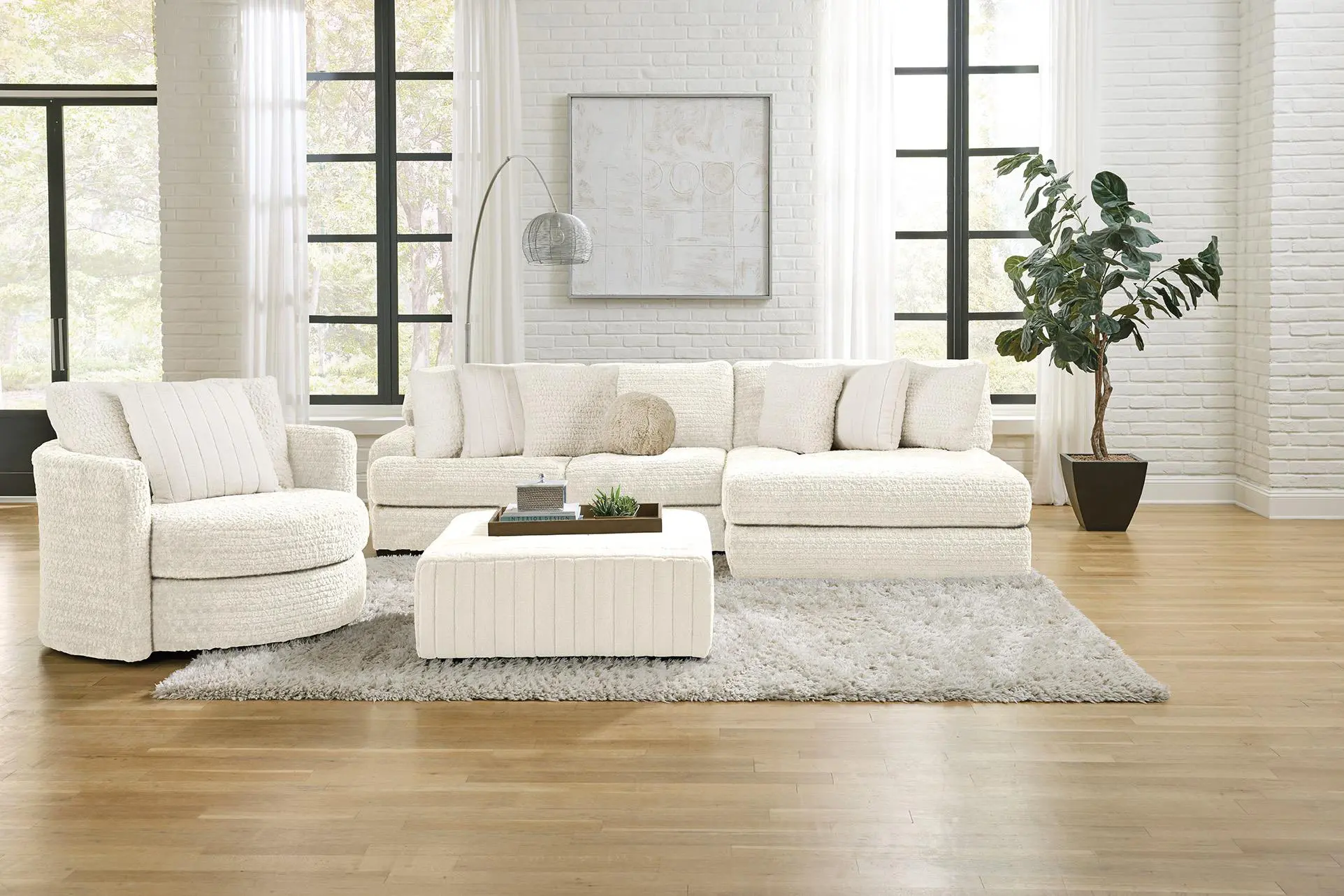 Hendrix Ivory 2 Piece Sectional with Double Chaise-2