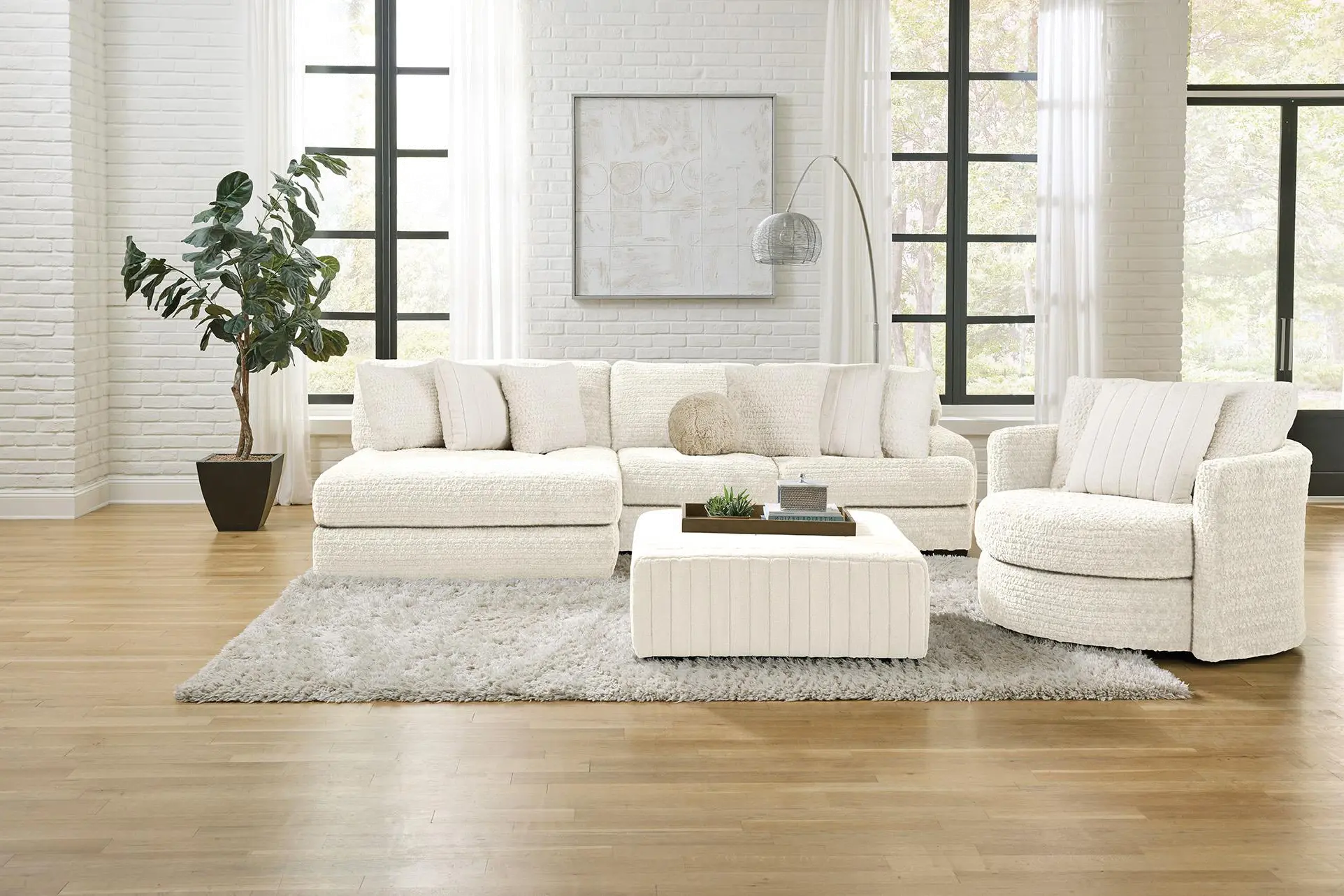 Hendrix Ivory 2 Piece Sectional with Double Chaise-2