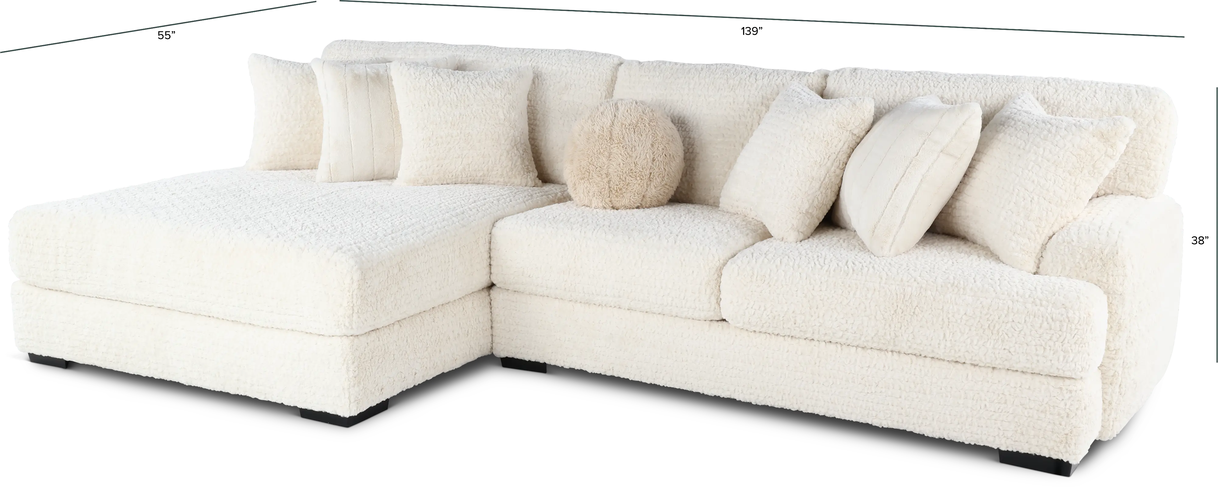Hendrix Ivory 2 Piece Sectional with Double Chaise-3