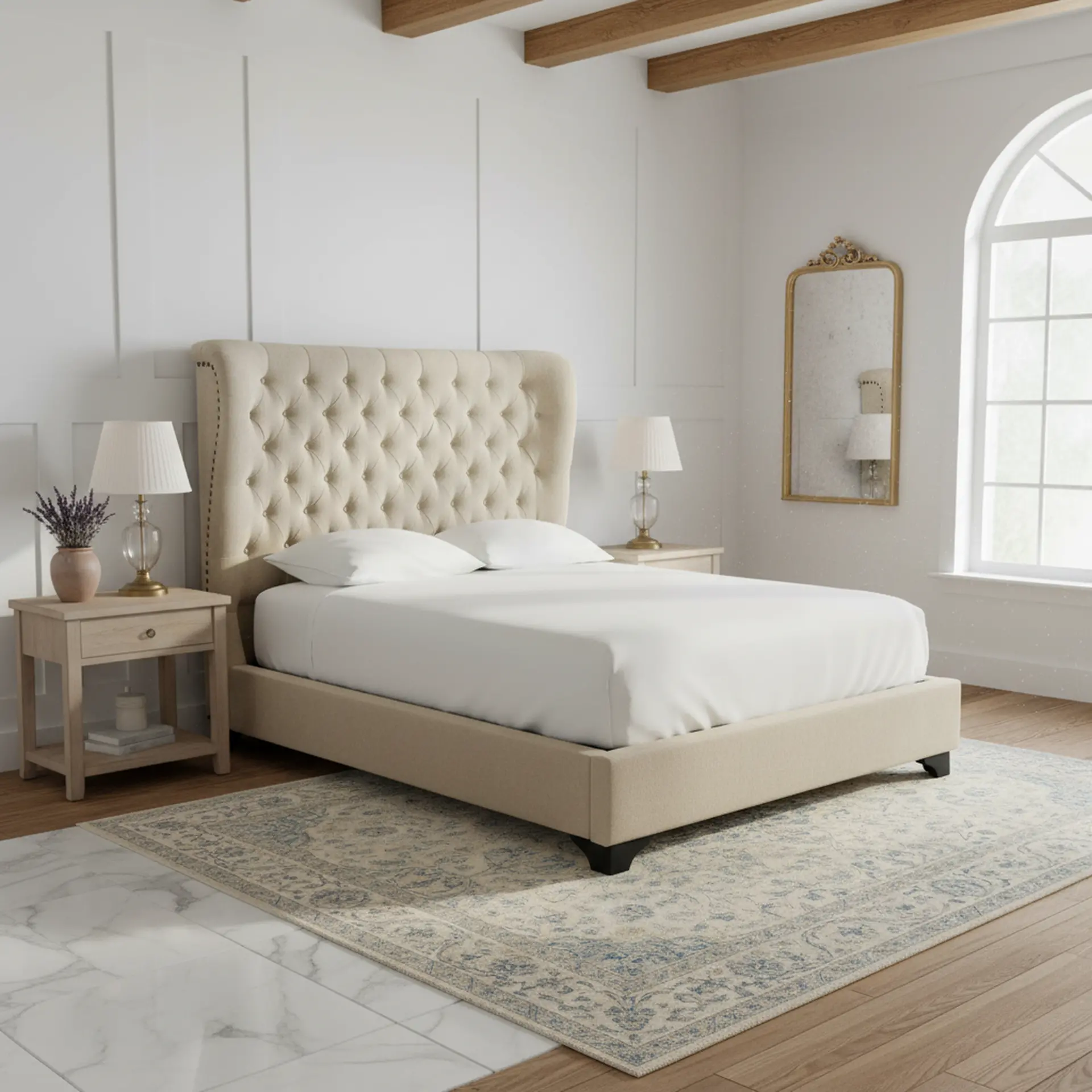 Chloe Natural Queen Upholstered Bed-10