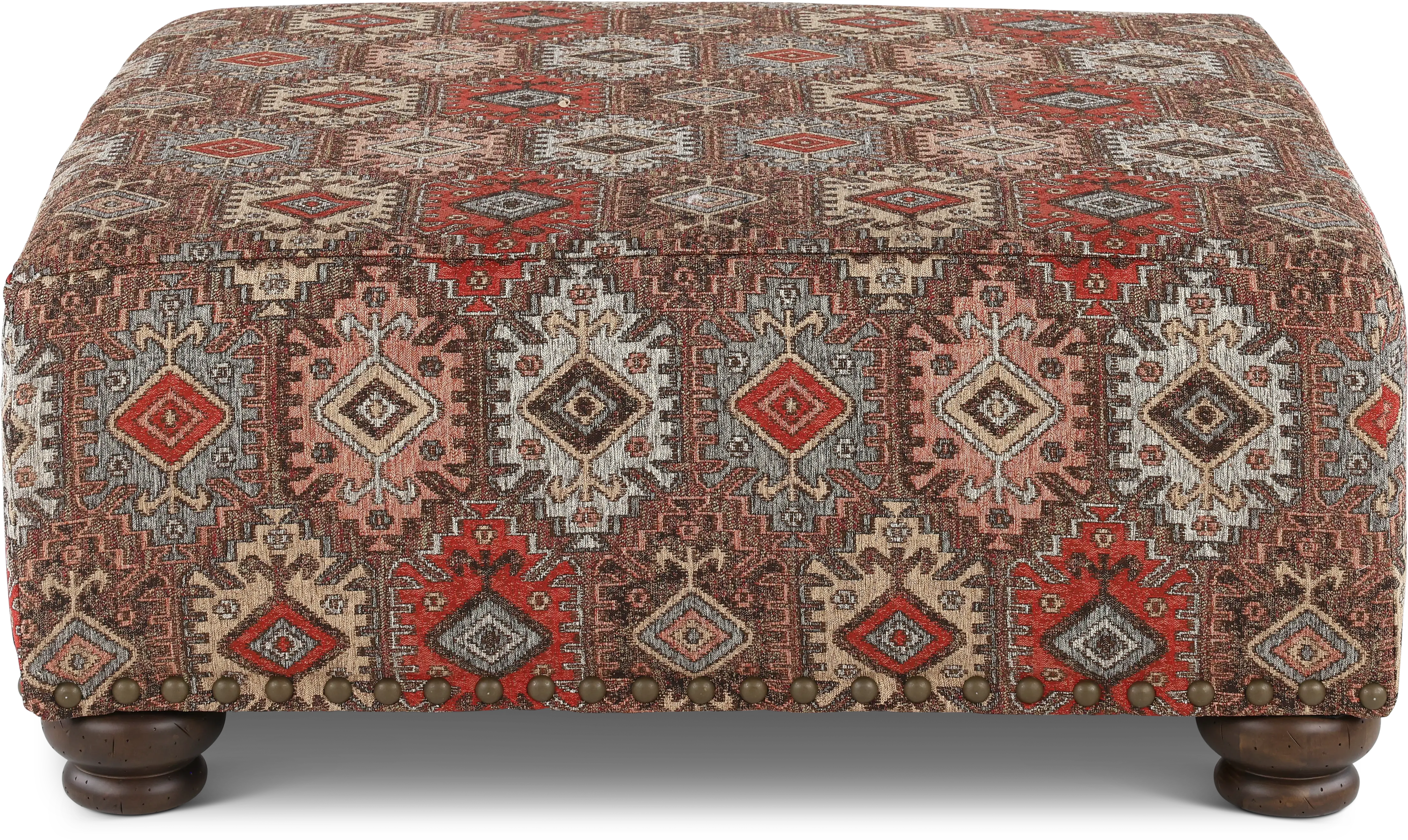 Laramie Red and Brown Accent Ottoman-1