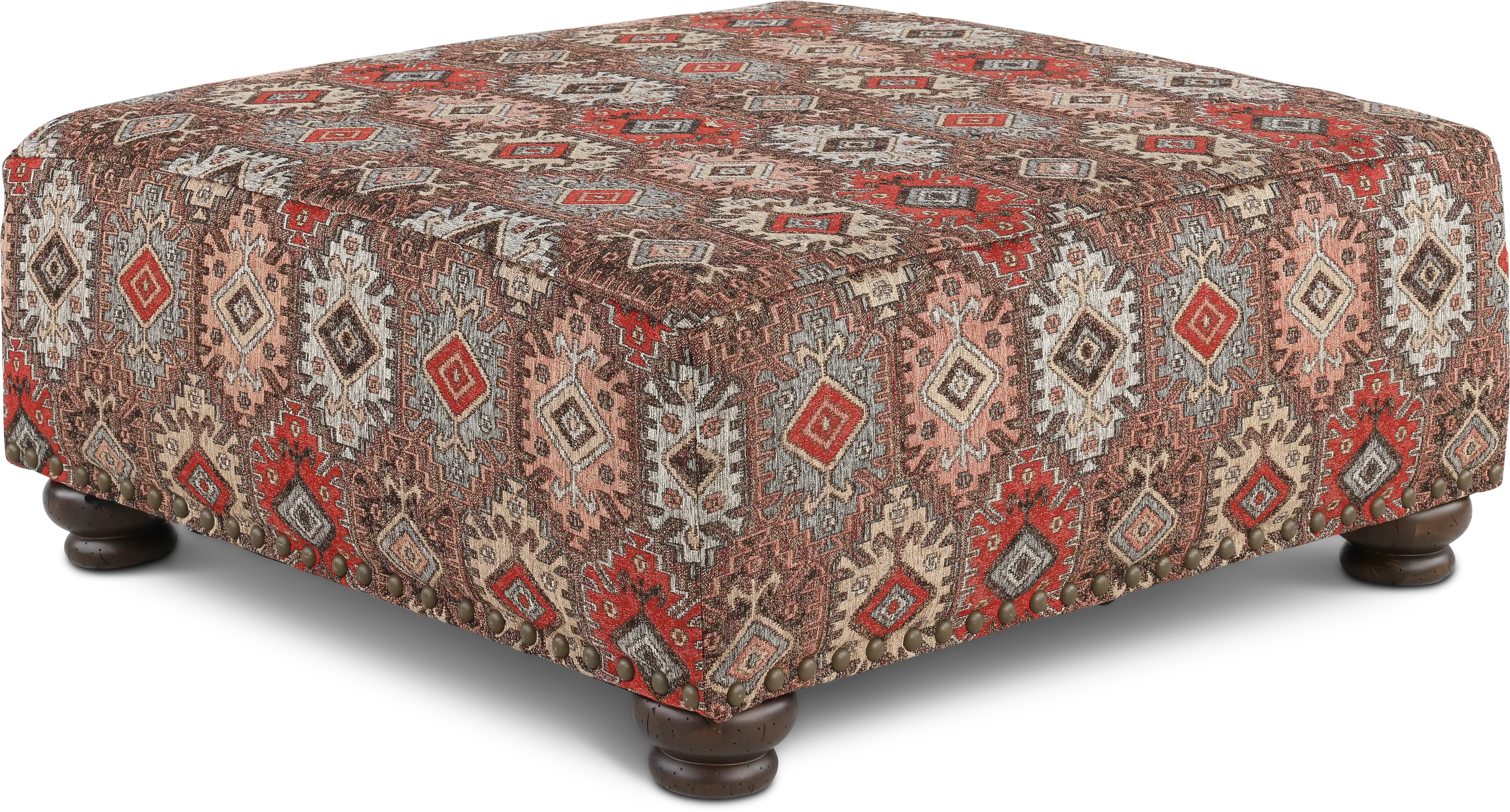 Laramie Red and Brown Accent Ottoman-4