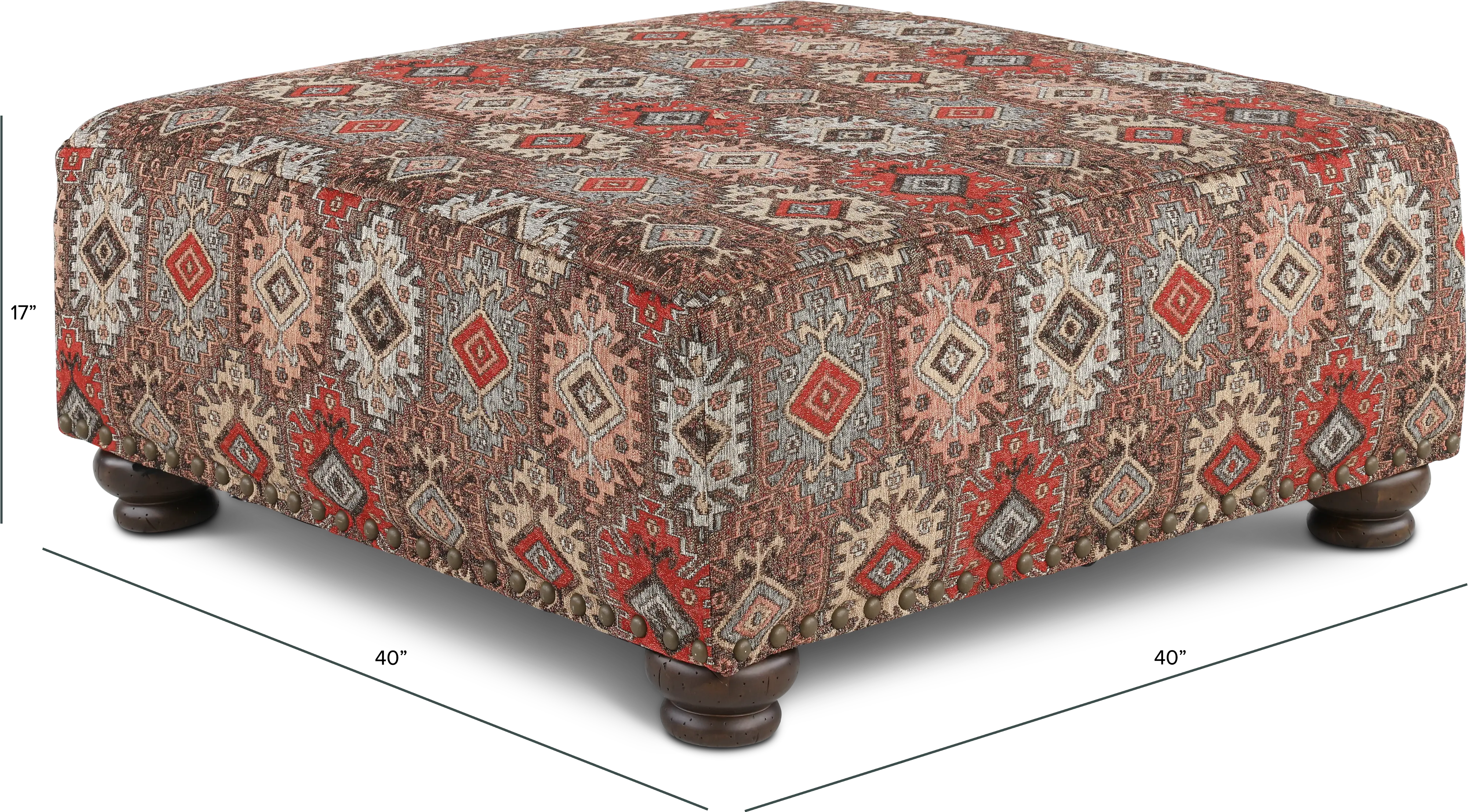 Laramie Red and Brown Accent Ottoman-3