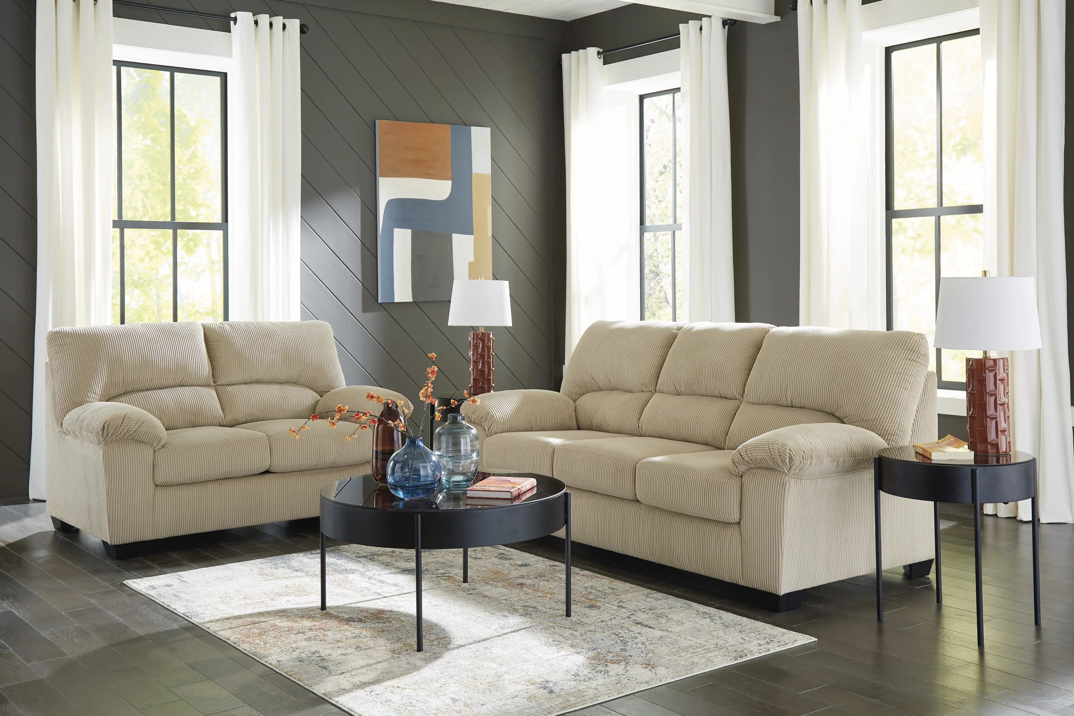 SimpleJoy Sand Loveseat-2
