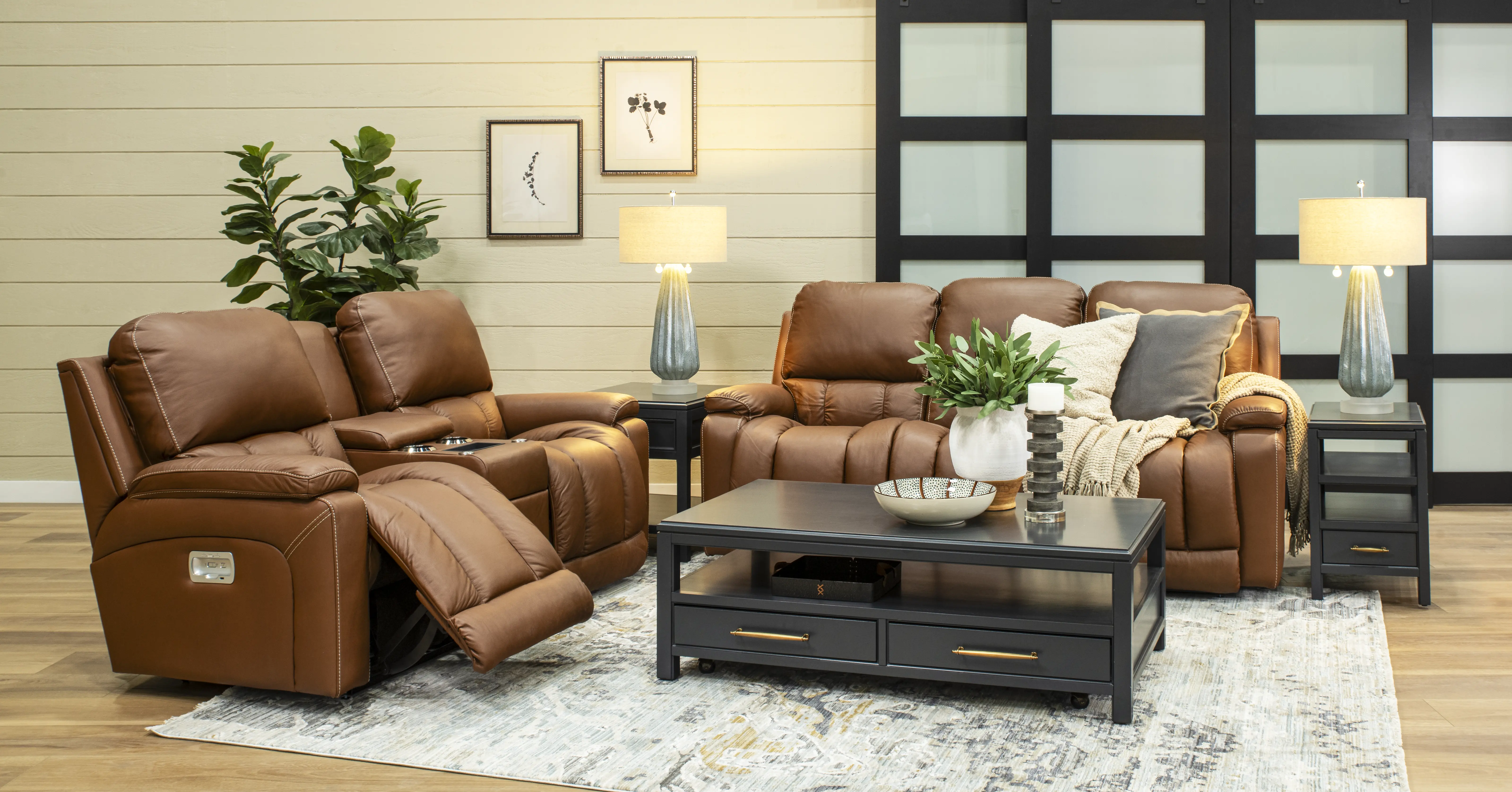 X44-530/W2/LB193077 Greyson Caramel Power Reclining Sofa with Headrest and Lumbar-2