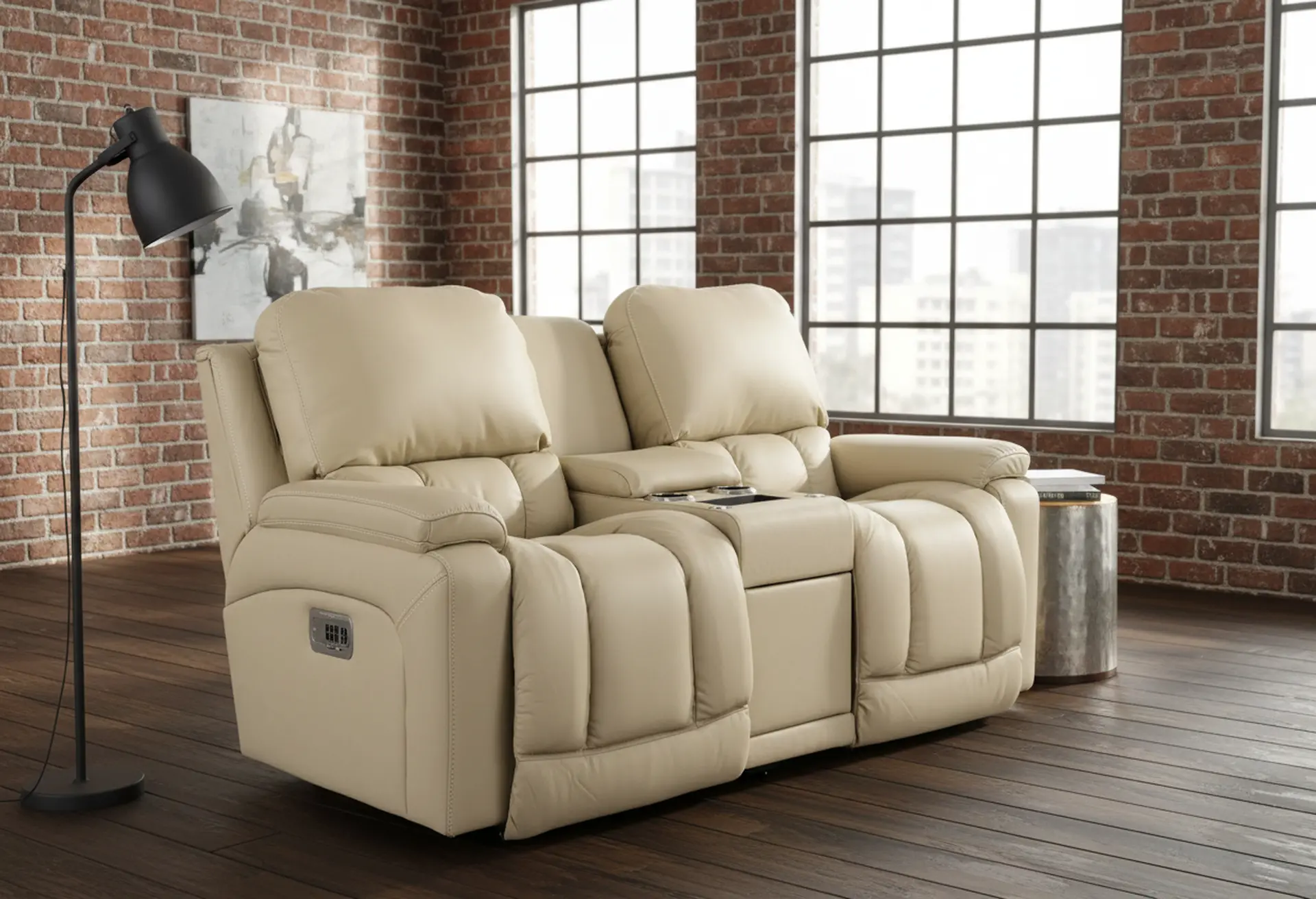 X49-530/W2/CB/LB193032 Greyson Ice Power Reclining Loveseat with Headrest and Lumbar-2