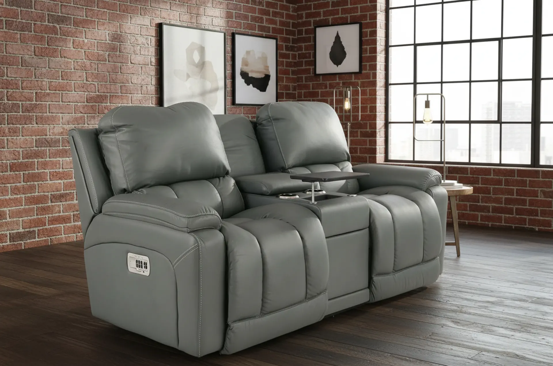 X49-530/W2/CB/LB193056 Greyson Blue-Gray Power Reclining Loveseat with Headrest and Lumbar-2