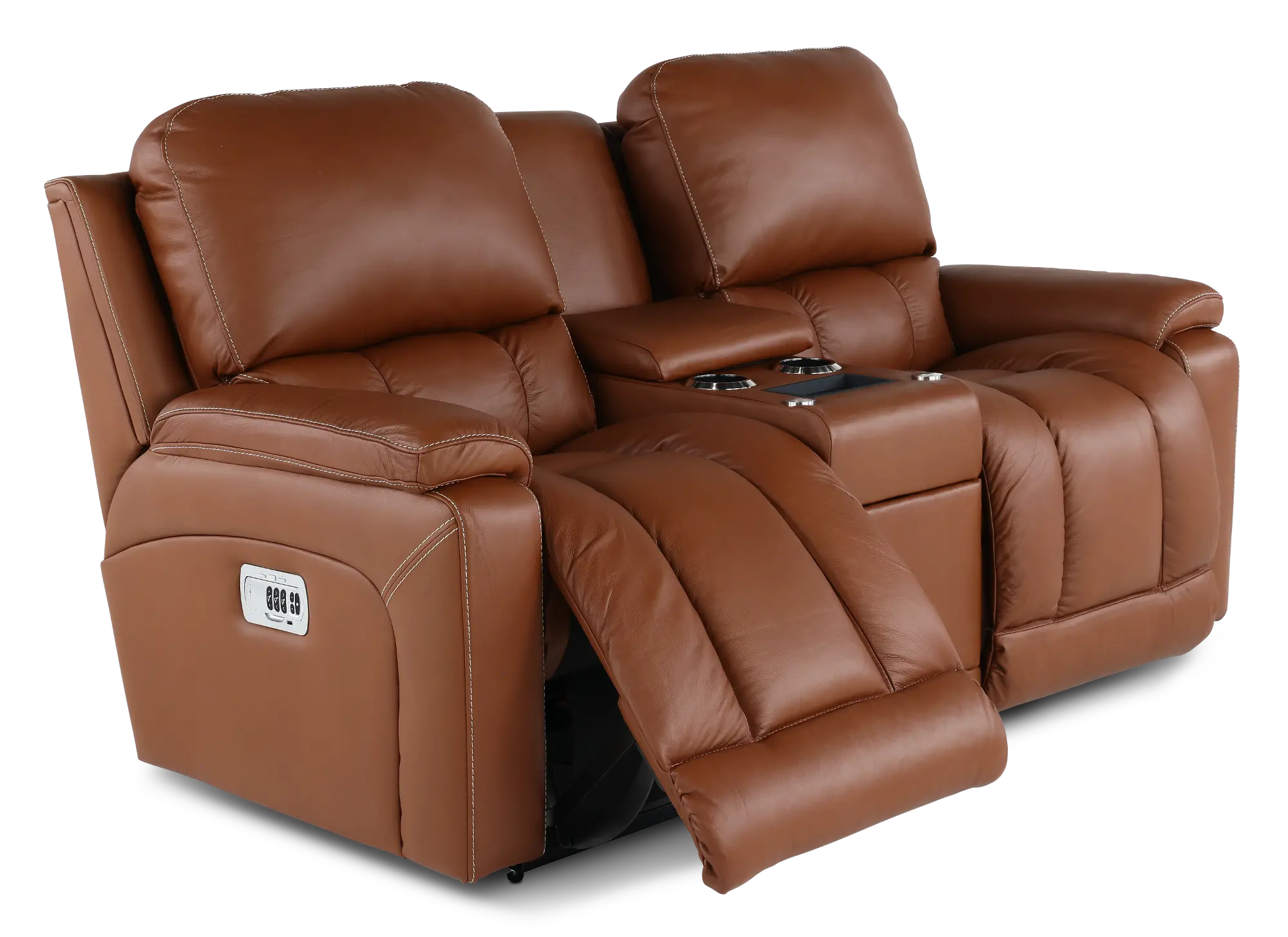 Greyson Caramel Power Reclining Loveseat with Headrest and Lumbar