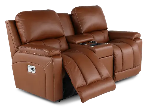 Greyson Caramel Power Reclining Loveseat with Headrest and