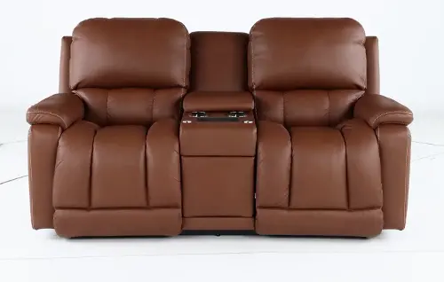 Greyson Caramel Power Reclining Loveseat with Headrest and