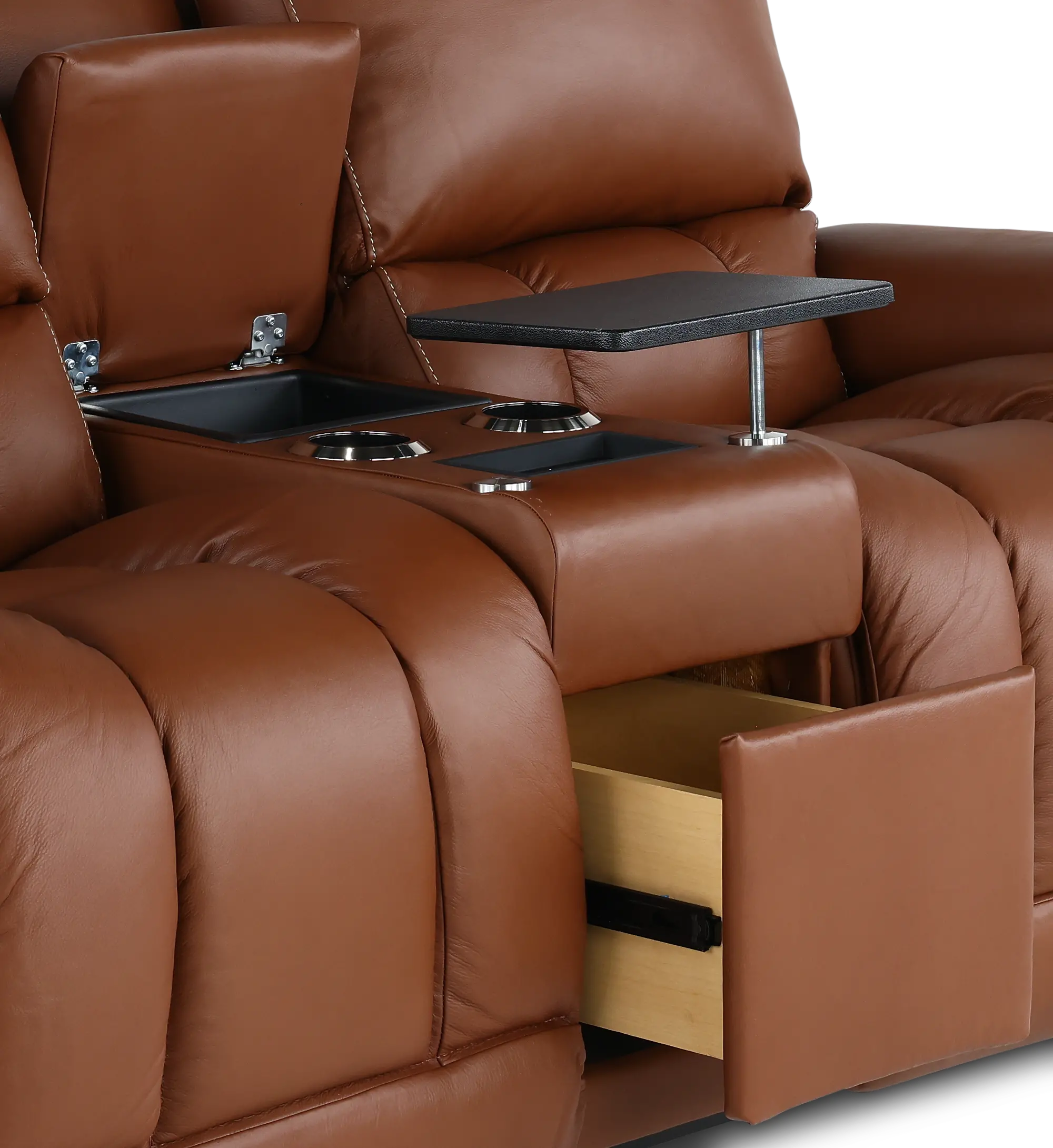 Greyson Caramel Power Reclining Loveseat with Headrest and Lumbar