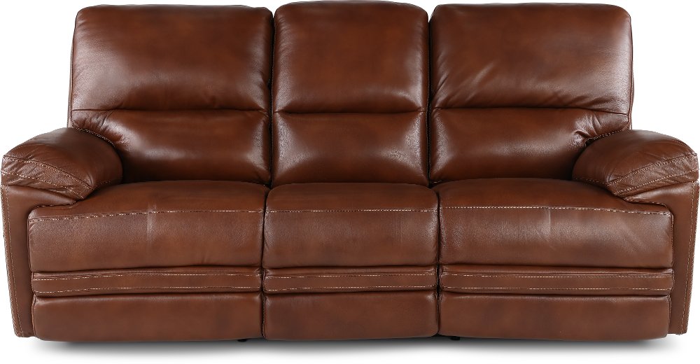 David Pecan Power Reclining Sofa with Power Headrest and Lumbar