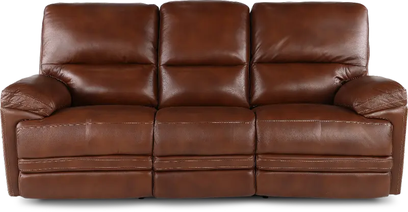David Pecan Power Reclining Sofa with Power Headrest and Lumbar