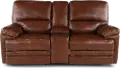 David Pecan Power Reclining Loveseat with Power Headrest and Lumbar