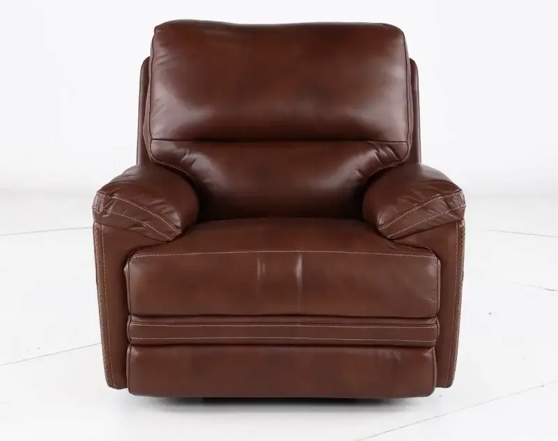David Pecan Power Recliner with Power Headrest and Lumbar