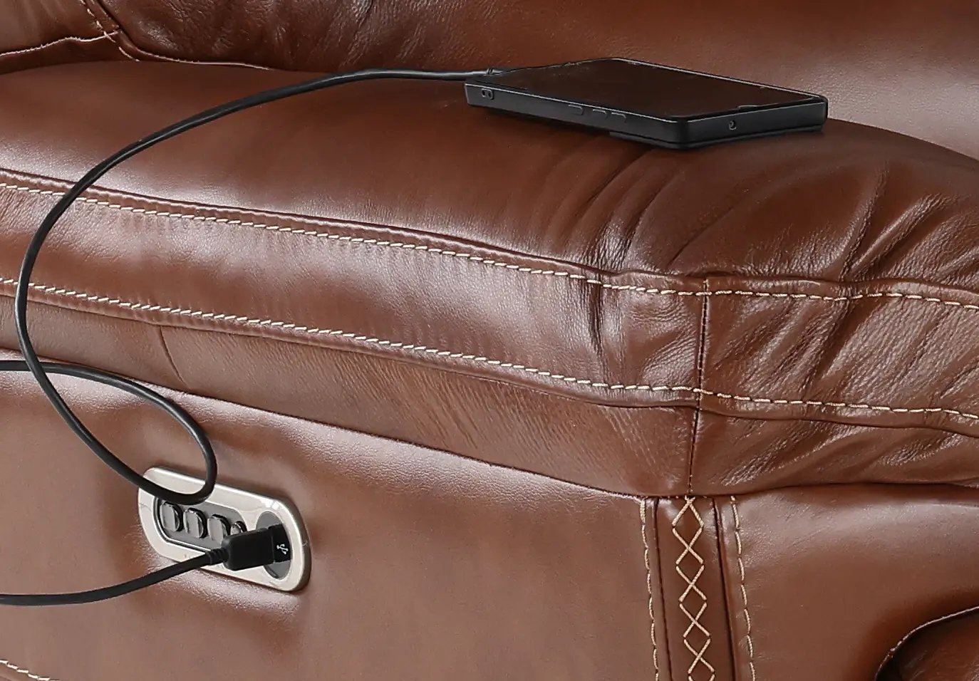 David Pecan Power Recliner with Power Headrest and Lumbar-4
