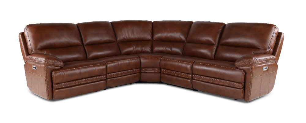 David Pecan 5-Piece Power Reclining Sectional with Power Headrest and Lumbar