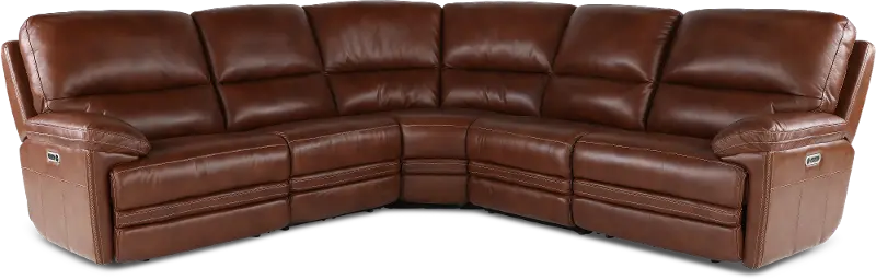 David Pecan 5-Piece Power Reclining Sectional with Power Headrest and Lumbar