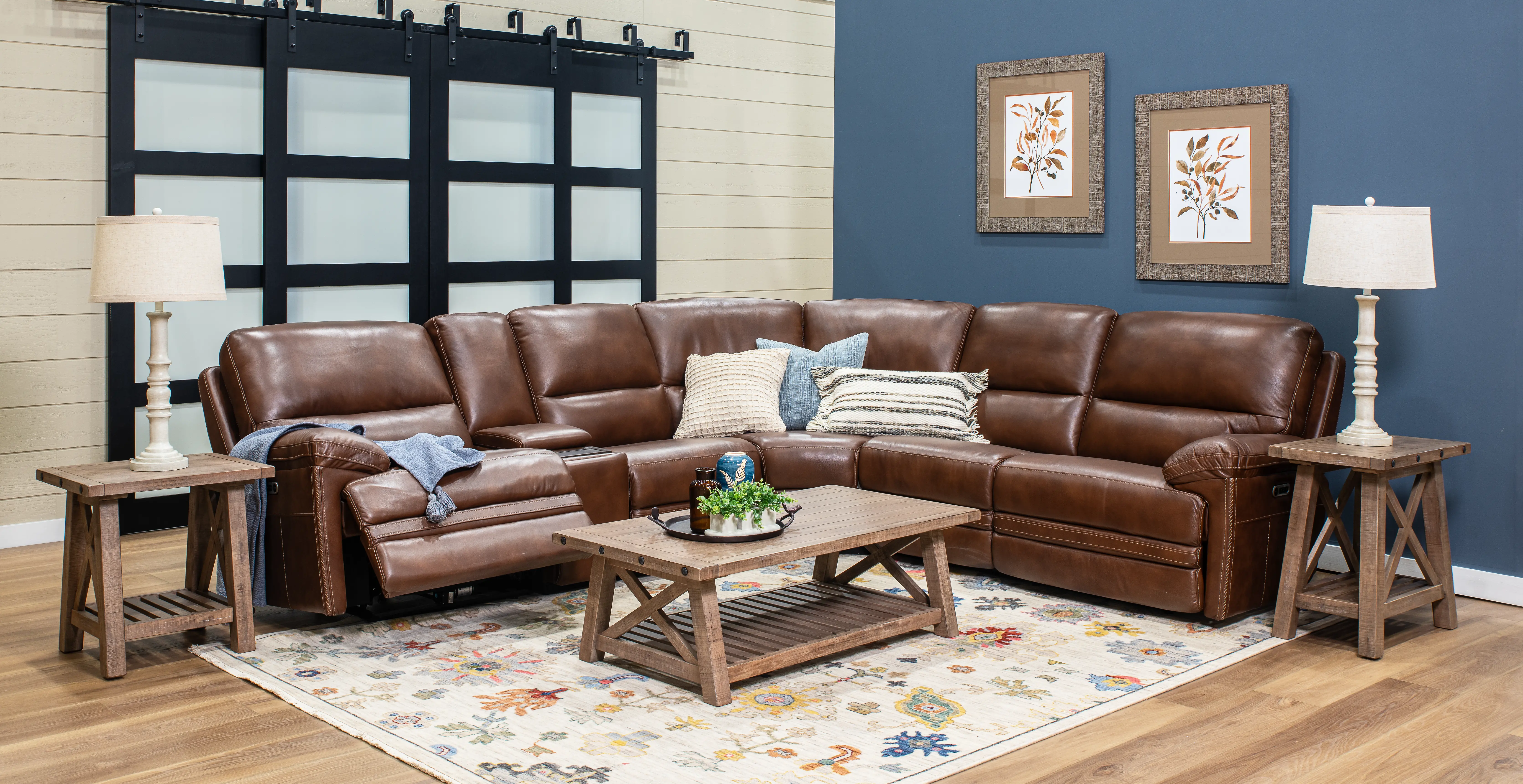 David Pecan 6-Piece Power Reclining Sectional with Power Headrest and Lumbar-2