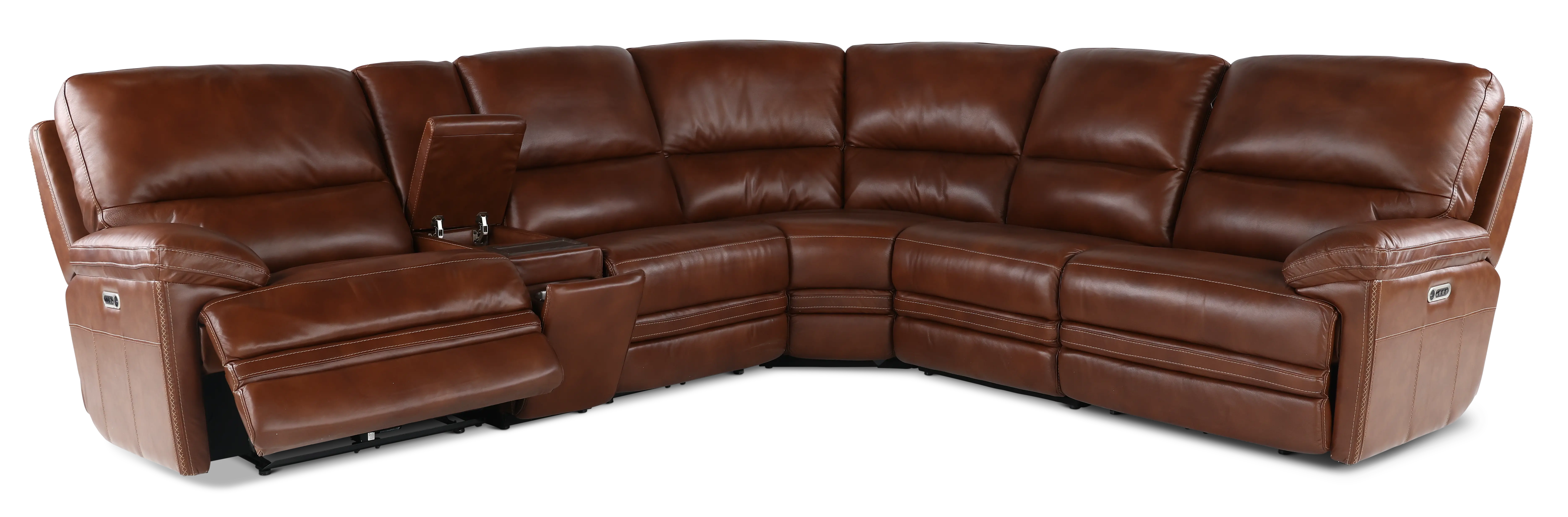 David Pecan 6-Piece Power Reclining Sectional with Power Headrest and Lumbar-4