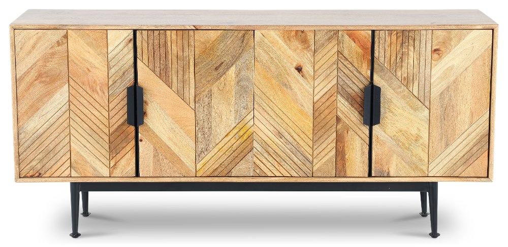 Findon Natural Wood 4-Door Sideboard