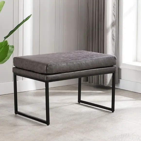 Gray Upholstered Accent Ottoman-2