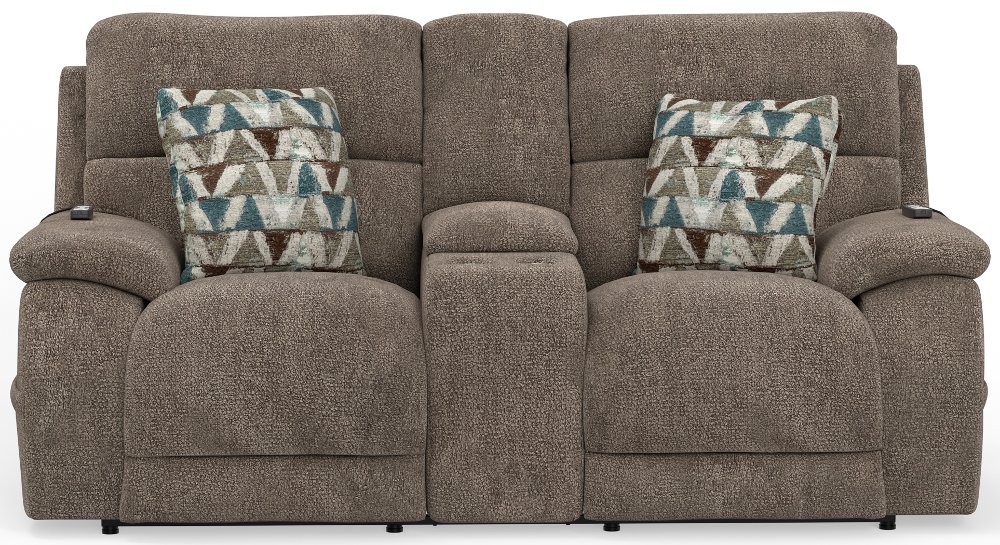 Joya Mushroom Tan Power Reclining Loveseat with Heat and Massage