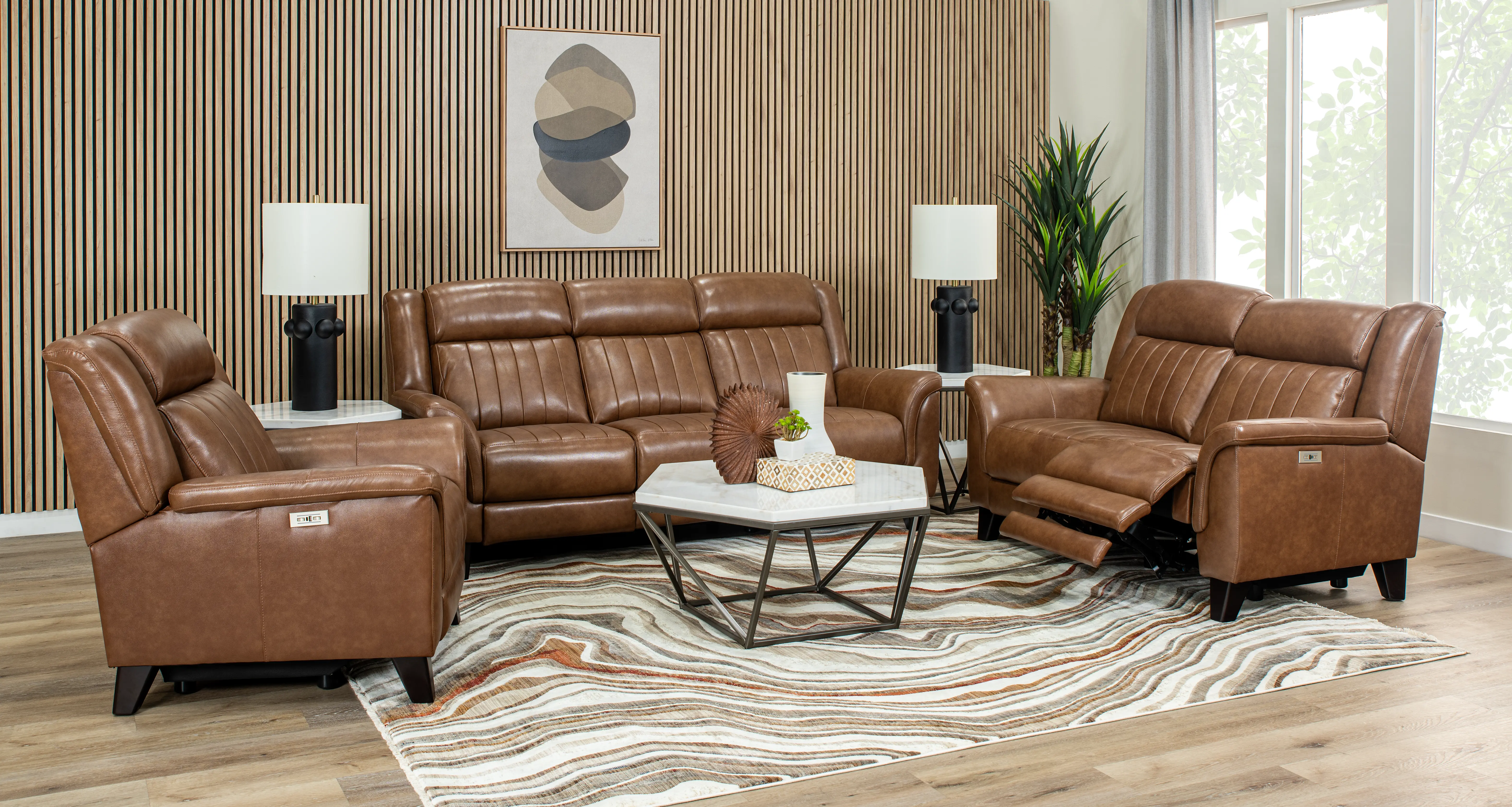 Kimball Caramel Power Reclining Sofa-2