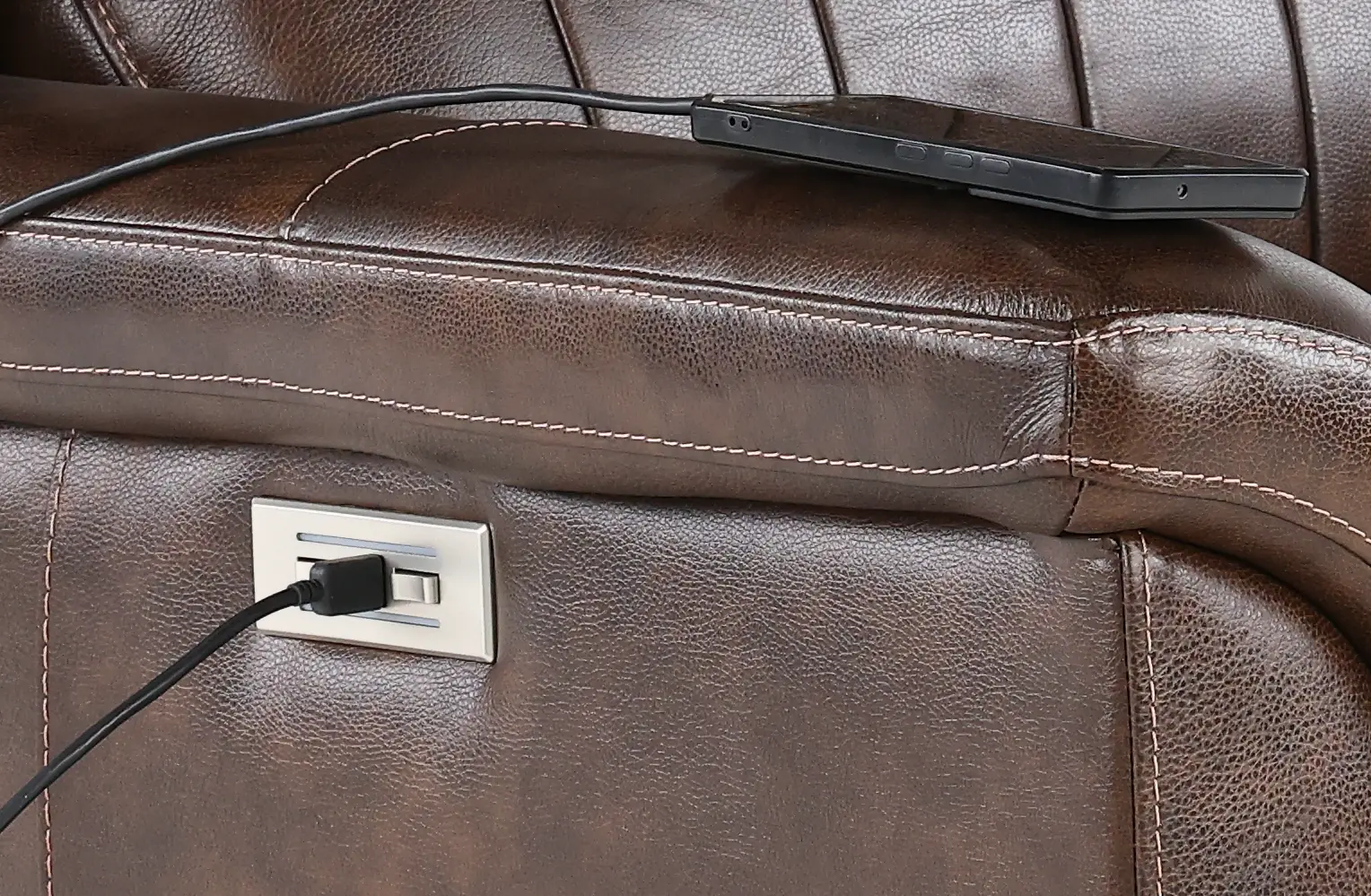 Kimball Chocolate Power Reclining Sofa-7