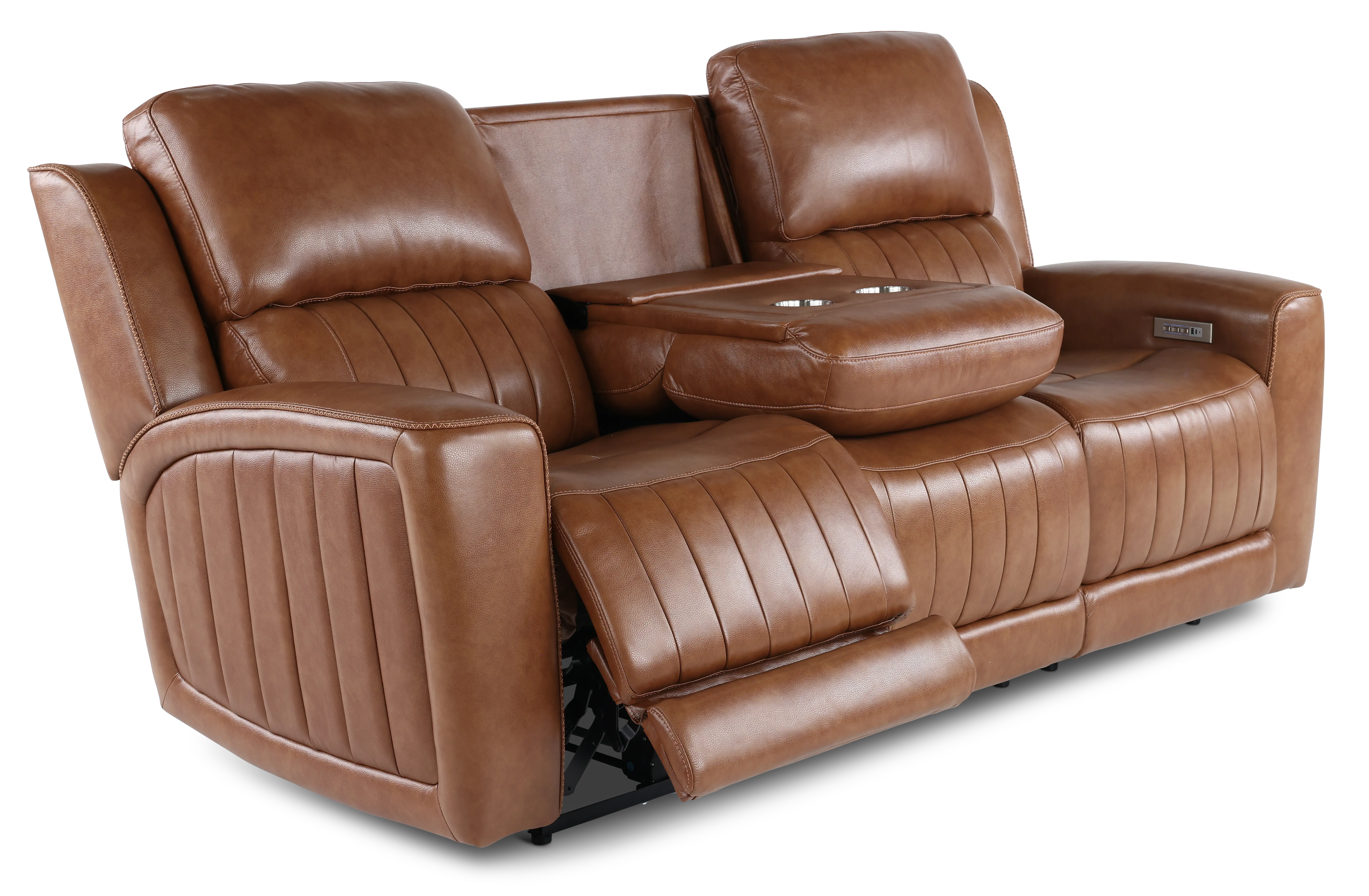 Pierce Caramel Brown Power Reclining Sofa-5