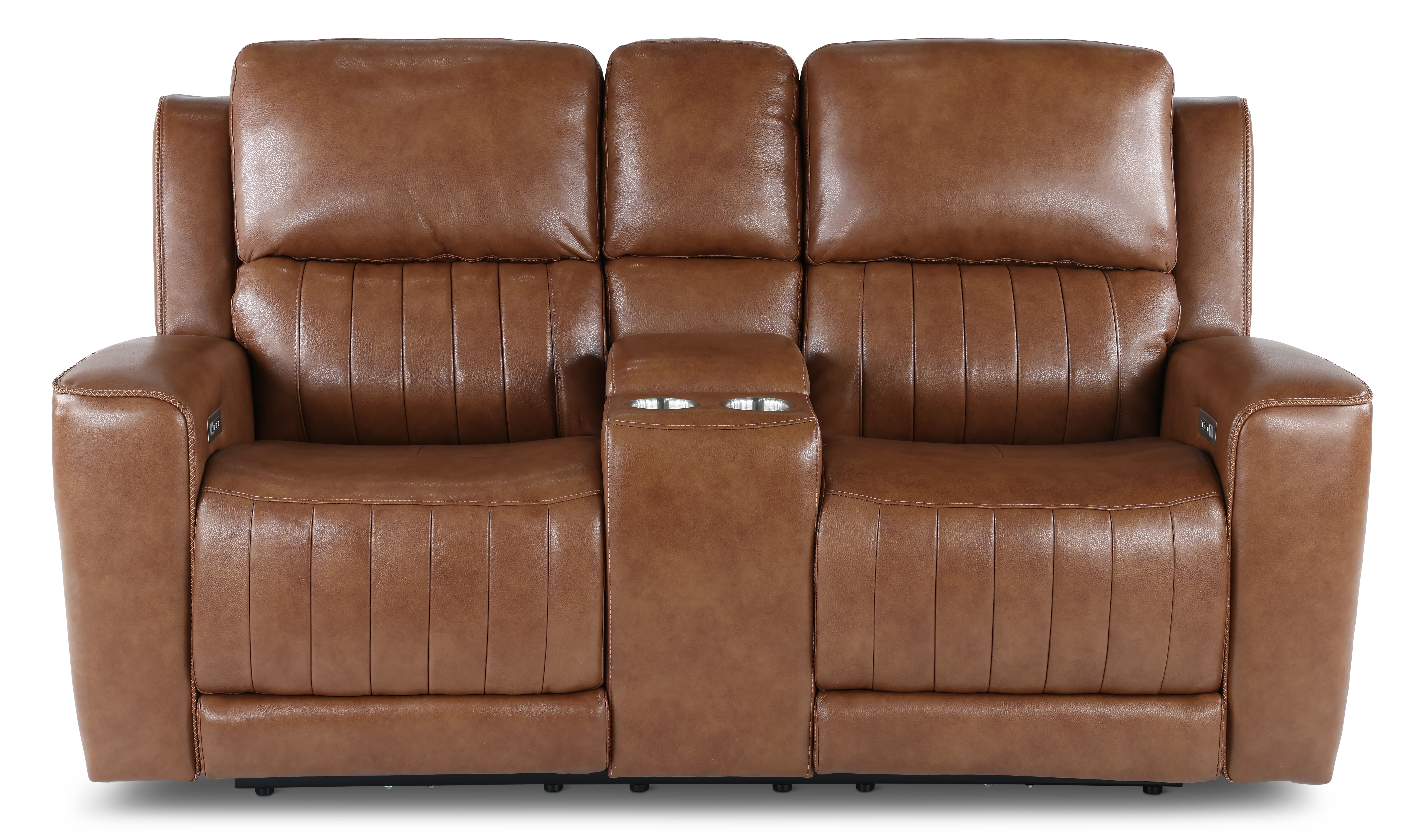 Pierce Caramel Brown Power Reclining Loveseat with Console-1
