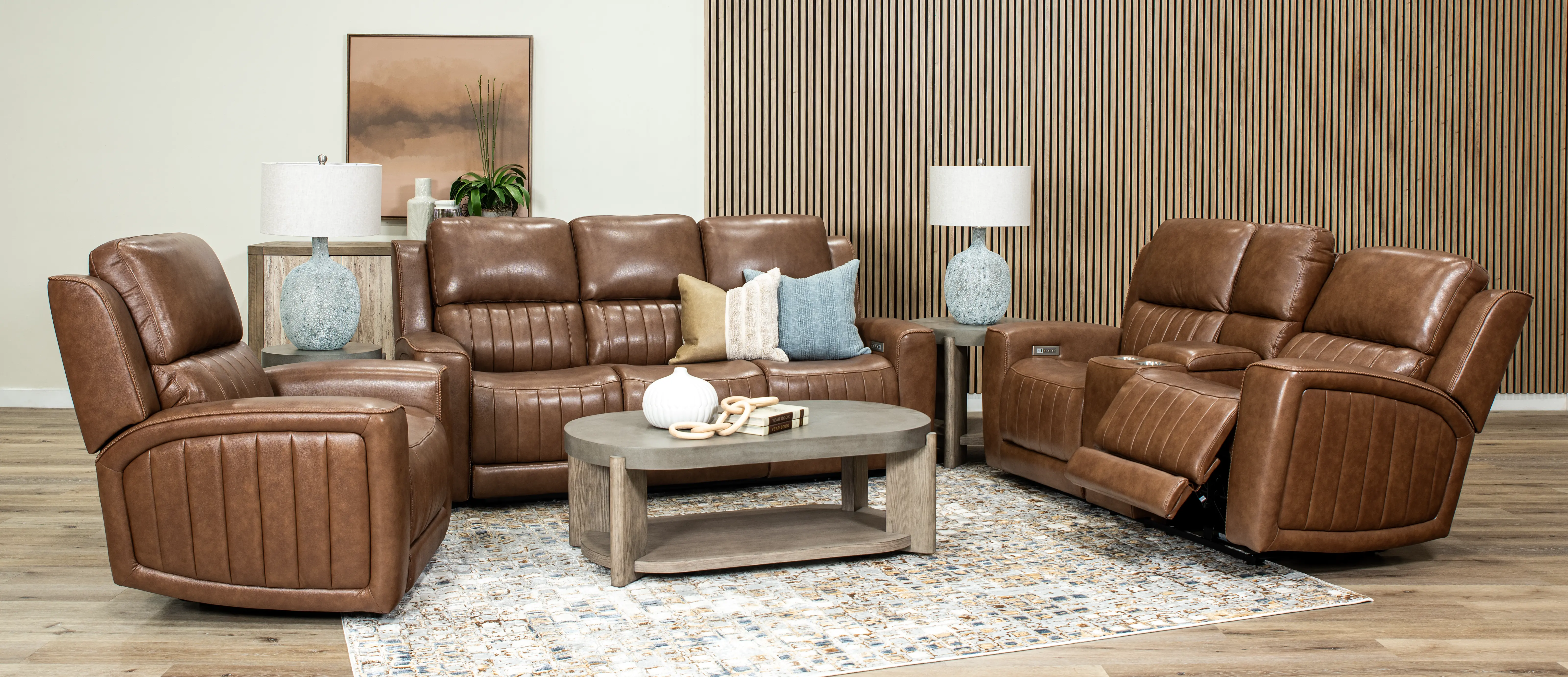 Pierce Caramel Brown Power Reclining Loveseat with Console-2