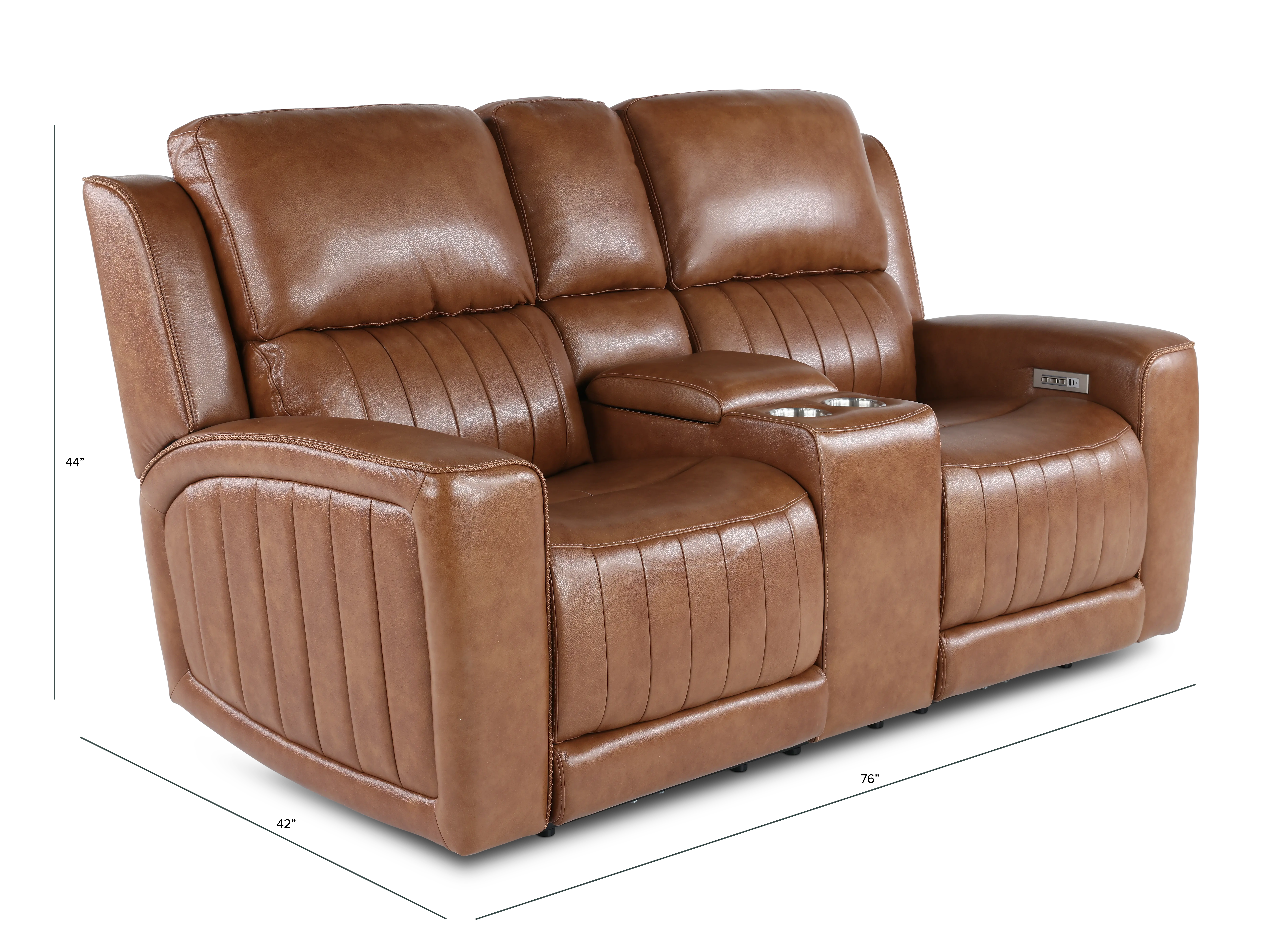 Pierce Caramel Brown Power Reclining Loveseat with Console-3