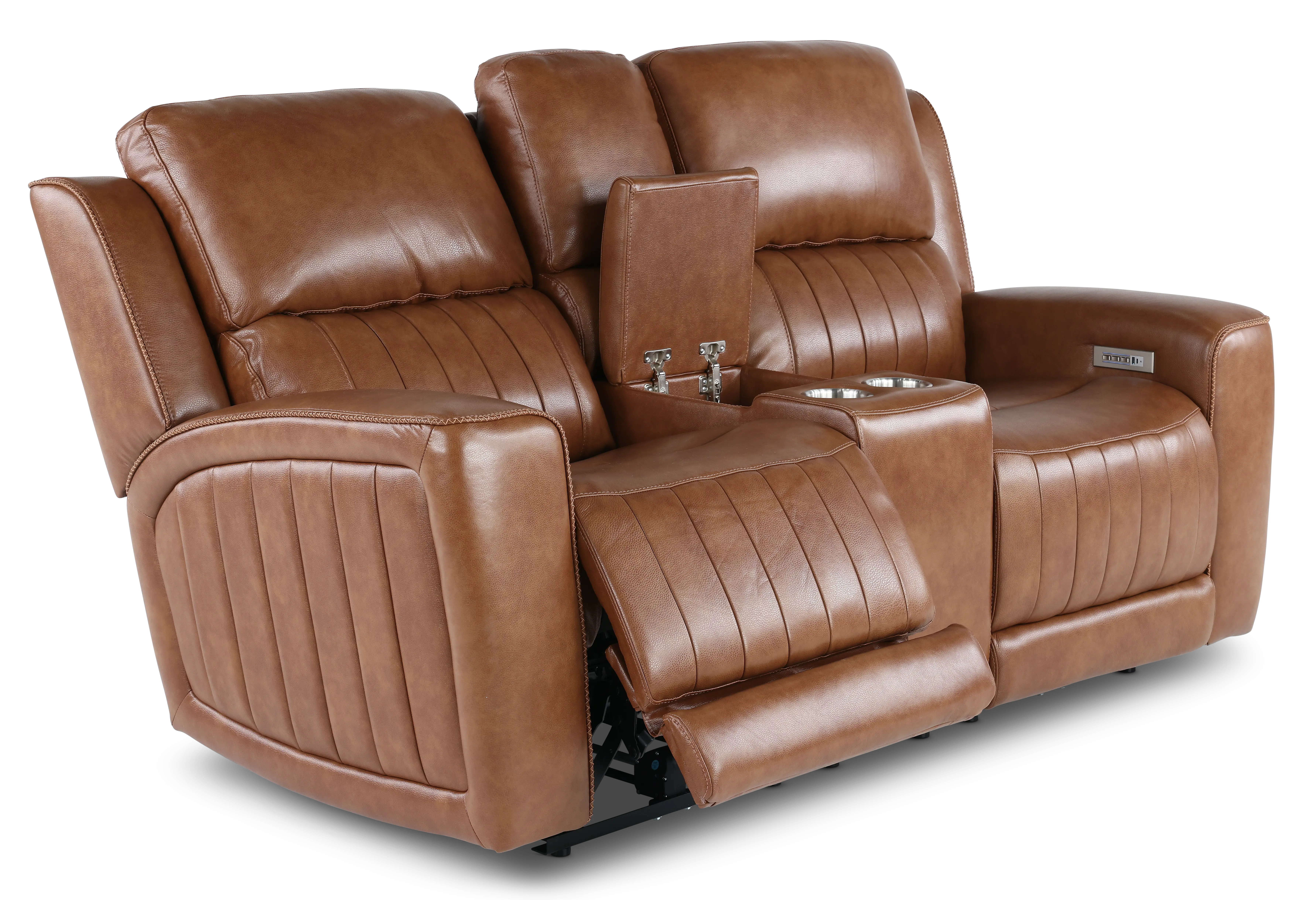 Pierce Caramel Brown Power Reclining Loveseat with Console-5