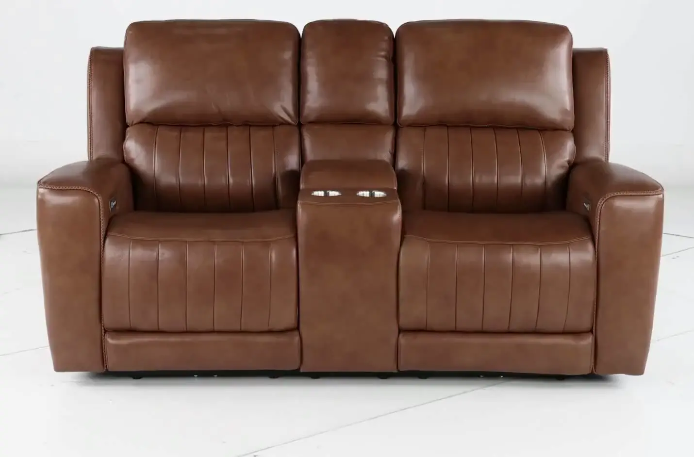 Pierce Caramel Brown Power Reclining Loveseat with Console-9