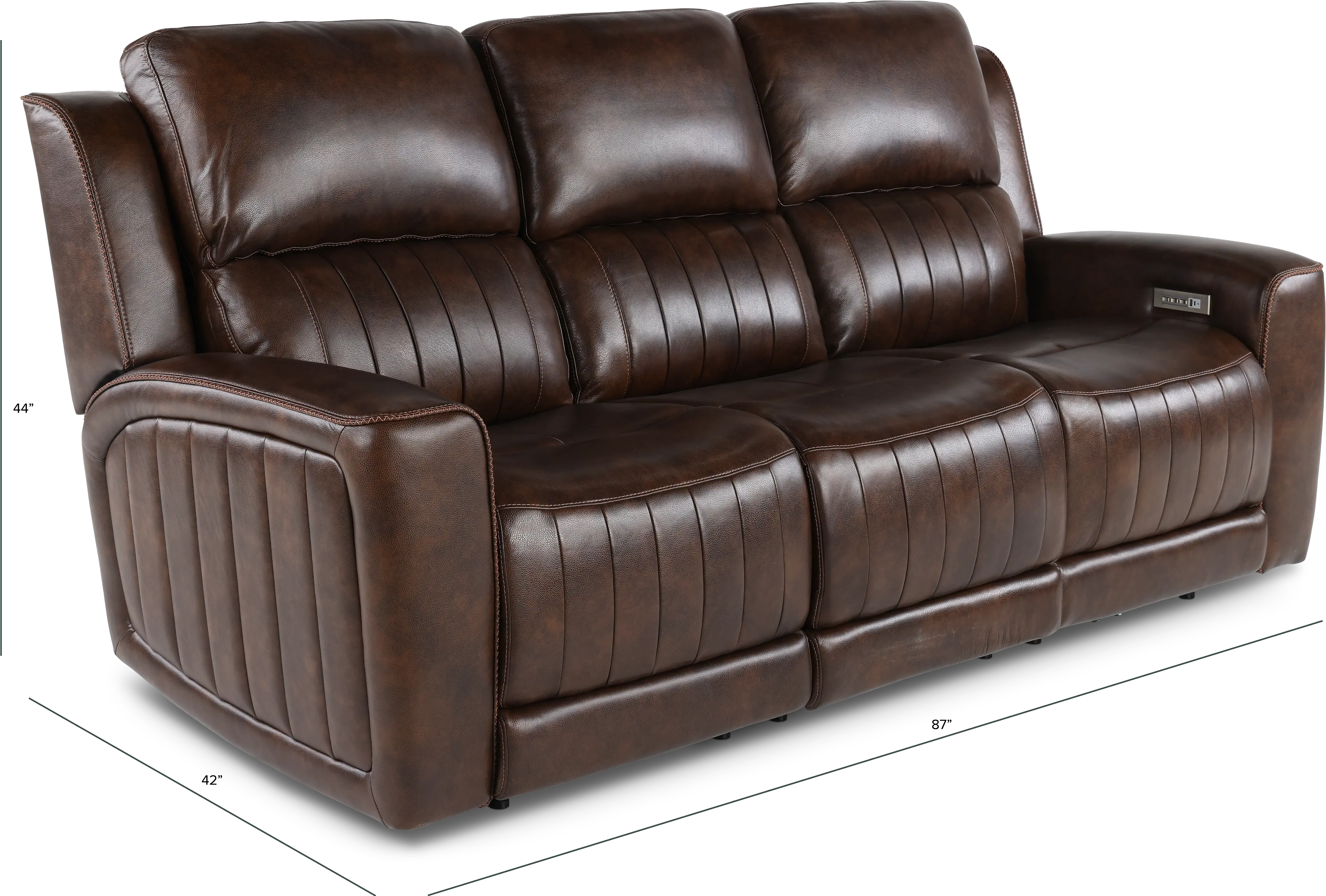 Pierce Chocolate Dark Brown Power Reclining Sofa-3