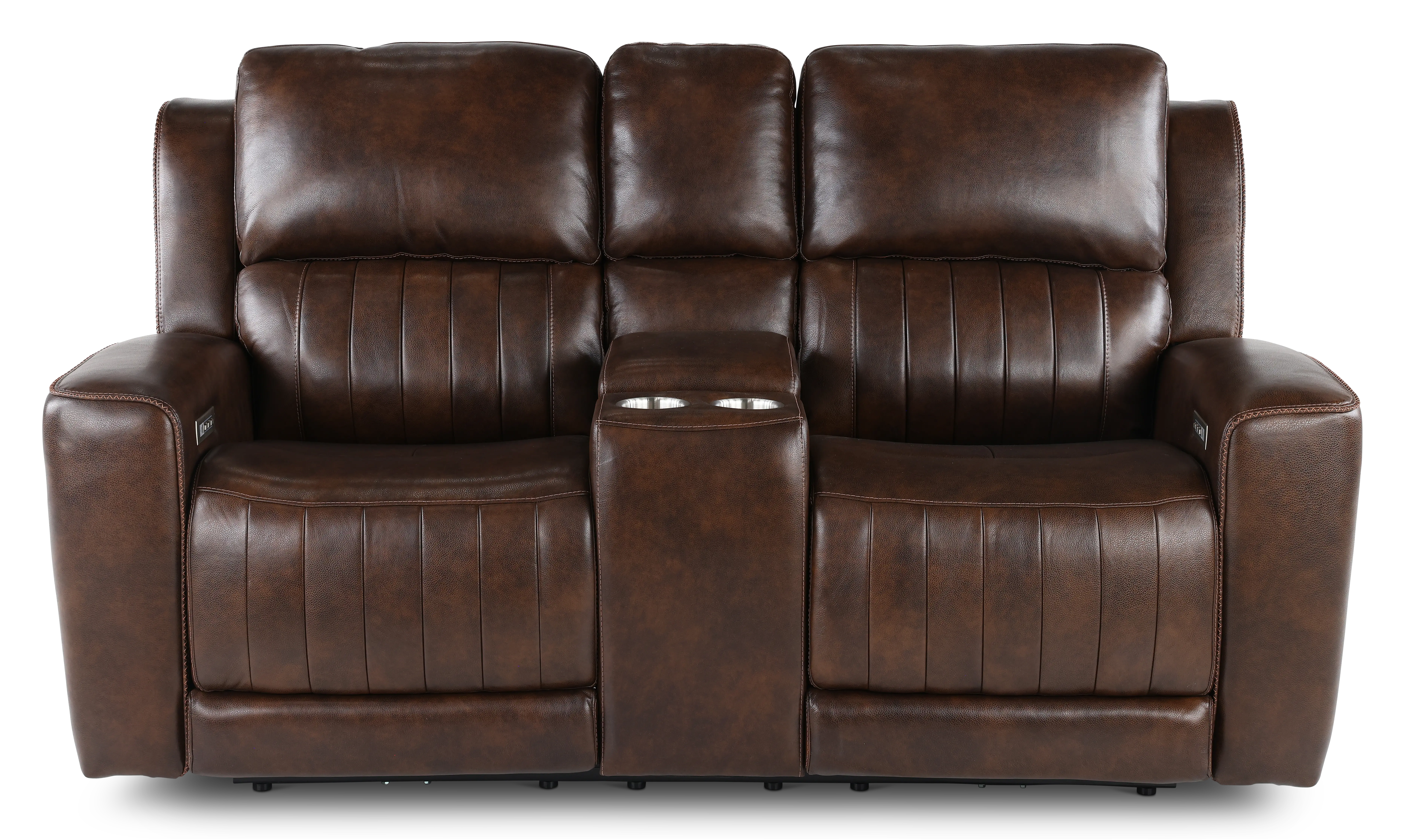 Pierce Chocolate Dark Brown Power Reclining Loveseat with Console-1