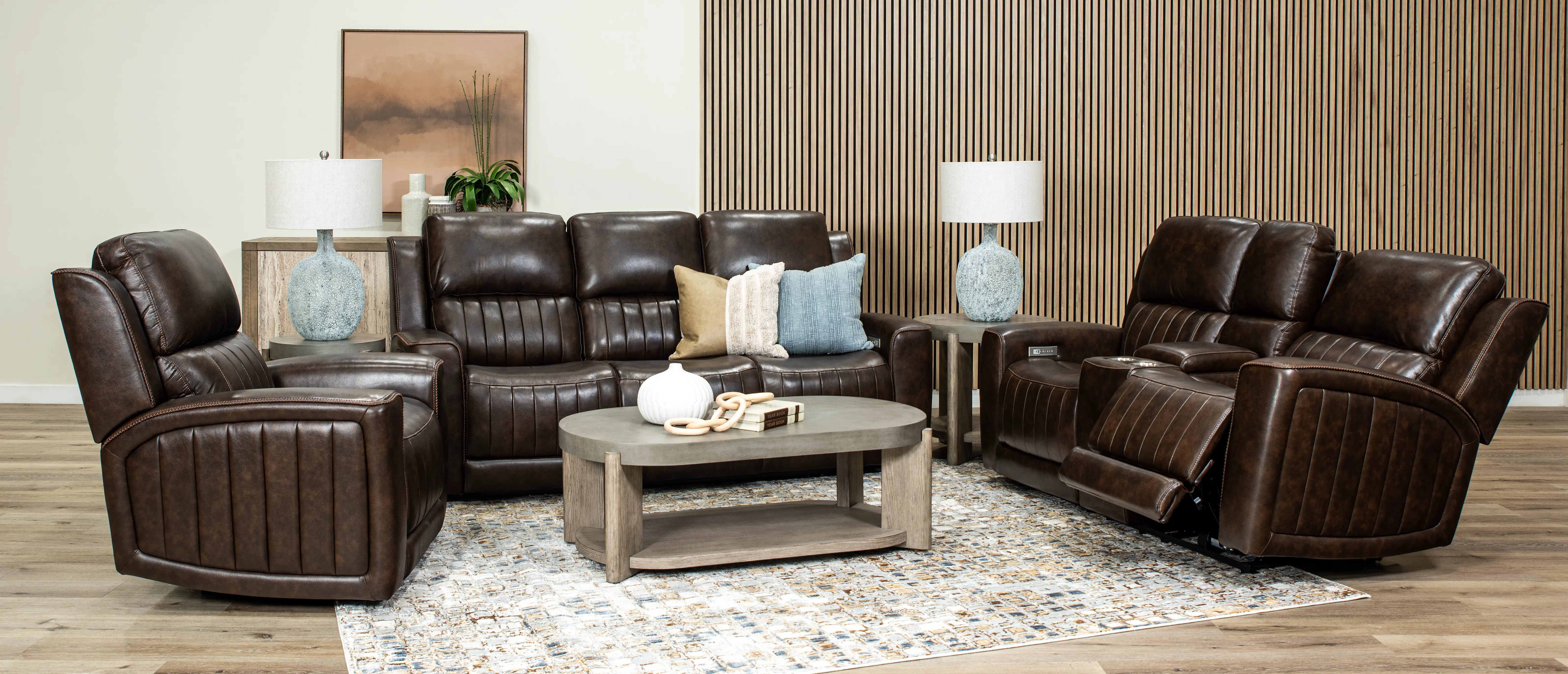 Pierce Chocolate Dark Brown Power Reclining Loveseat with Console-2