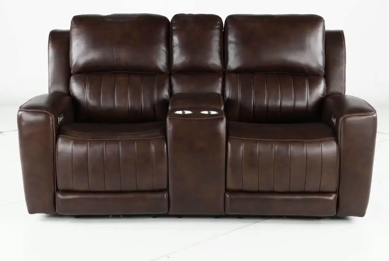 Pierce Chocolate Dark Brown Power Reclining Loveseat with Console-9